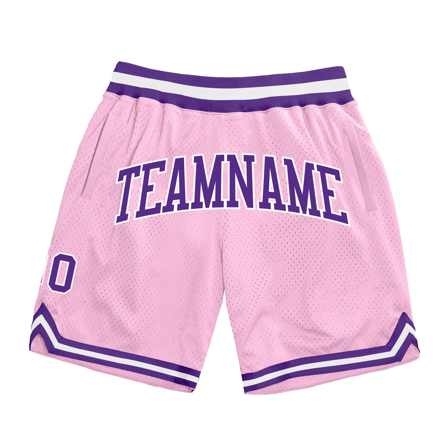 Custom Light Pink Purple-White Authentic Throwback Basketball Shorts - Main View