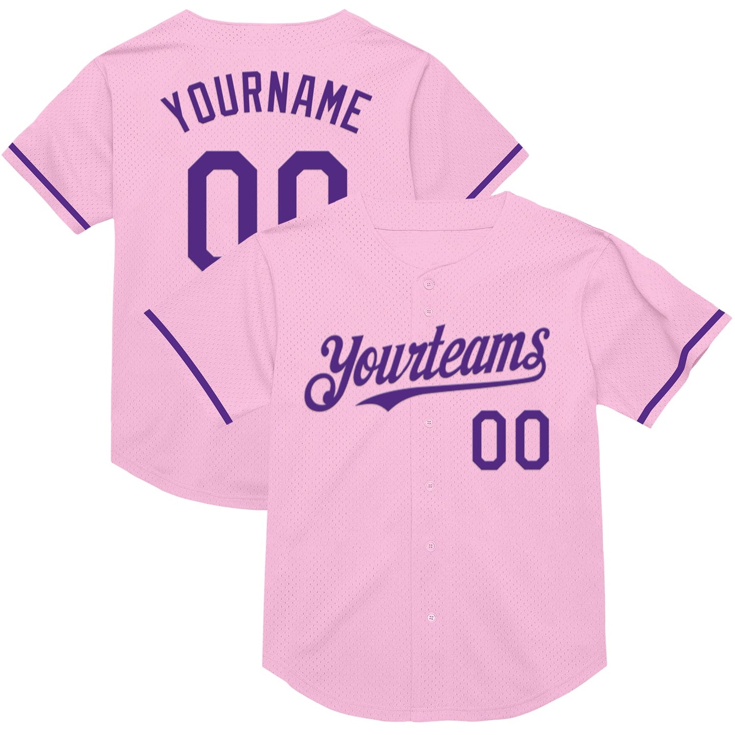 Custom Light Pink Purple Mesh Authentic Throwback Baseball Jersey - Main View