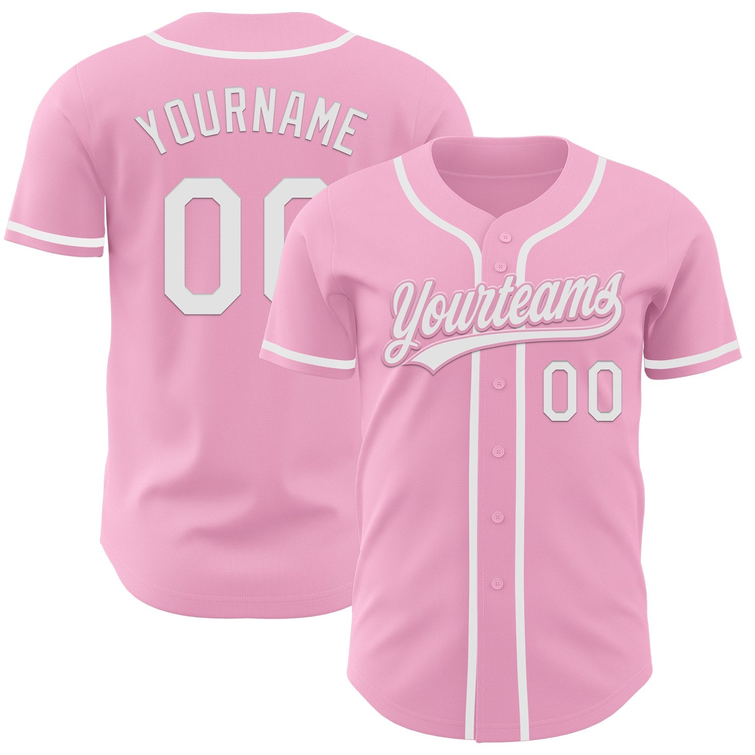 Custom Light Pink White Authentic Baseball Jersey - Main View