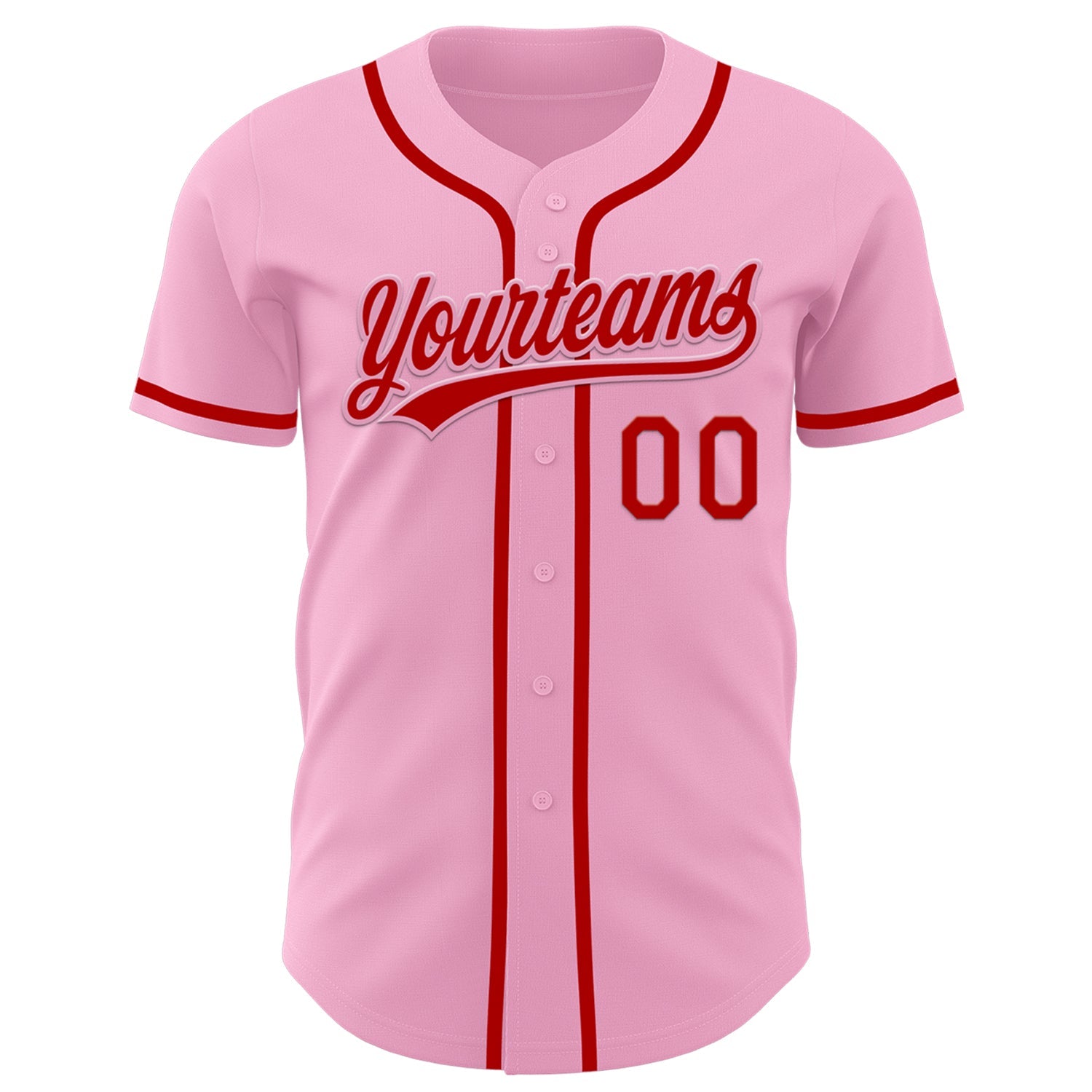 Custom Light Pink Red Authentic Baseball Jersey view 2