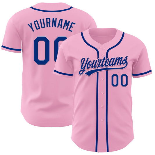 Custom Light Pink Royal Authentic Baseball Jersey - Main View