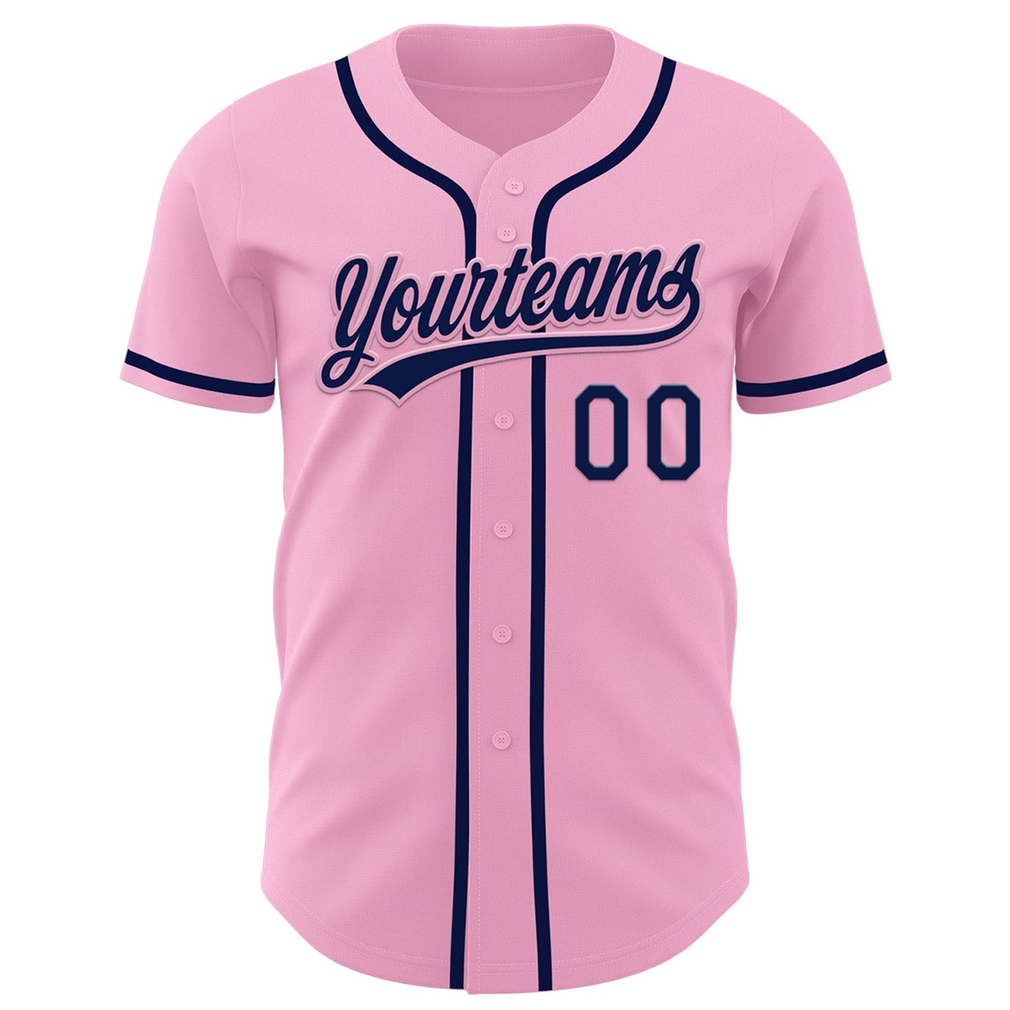 Custom Light Pink Navy Authentic Baseball Jersey view 2