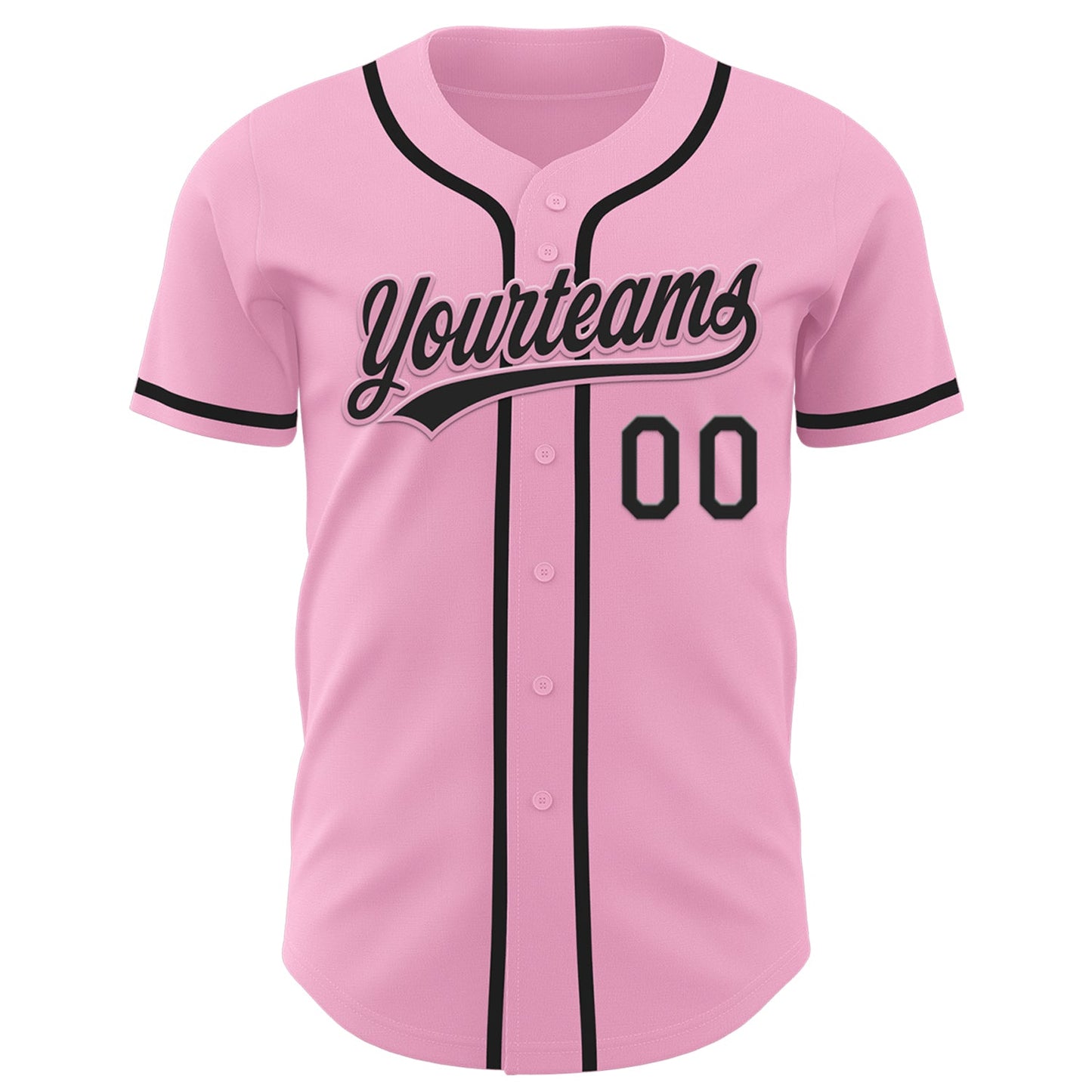 Custom Light Pink Black Authentic Baseball Jersey view 2