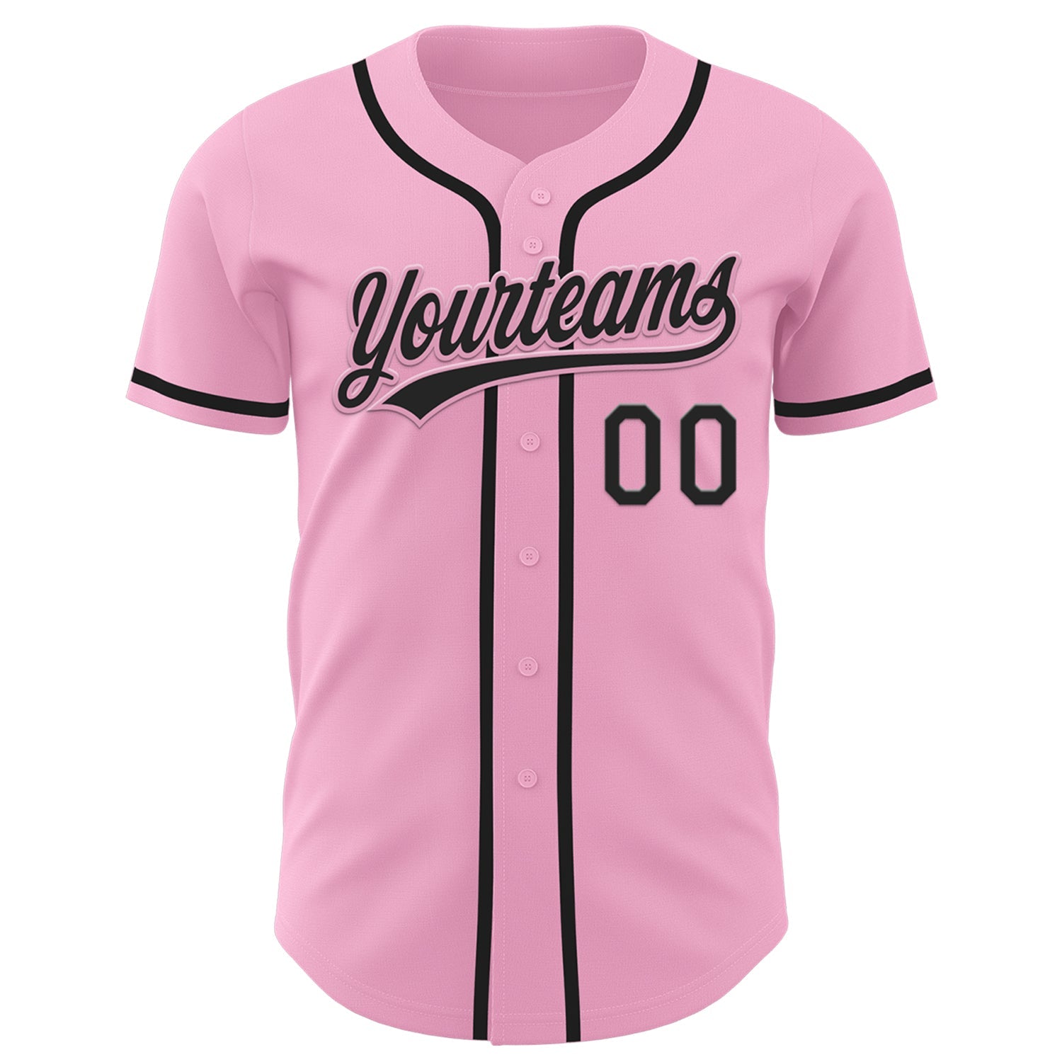 Custom Light Pink Black Authentic Baseball Jersey view 2