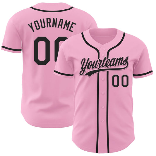 Custom Light Pink Black Authentic Baseball Jersey - Main View