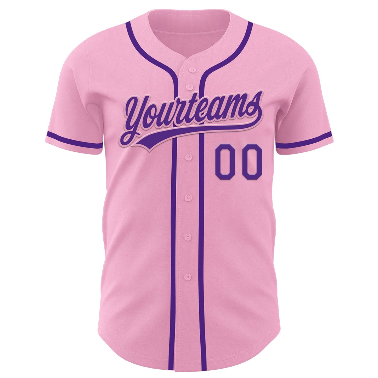 Custom Light Pink Purple Authentic Baseball Jersey view 2