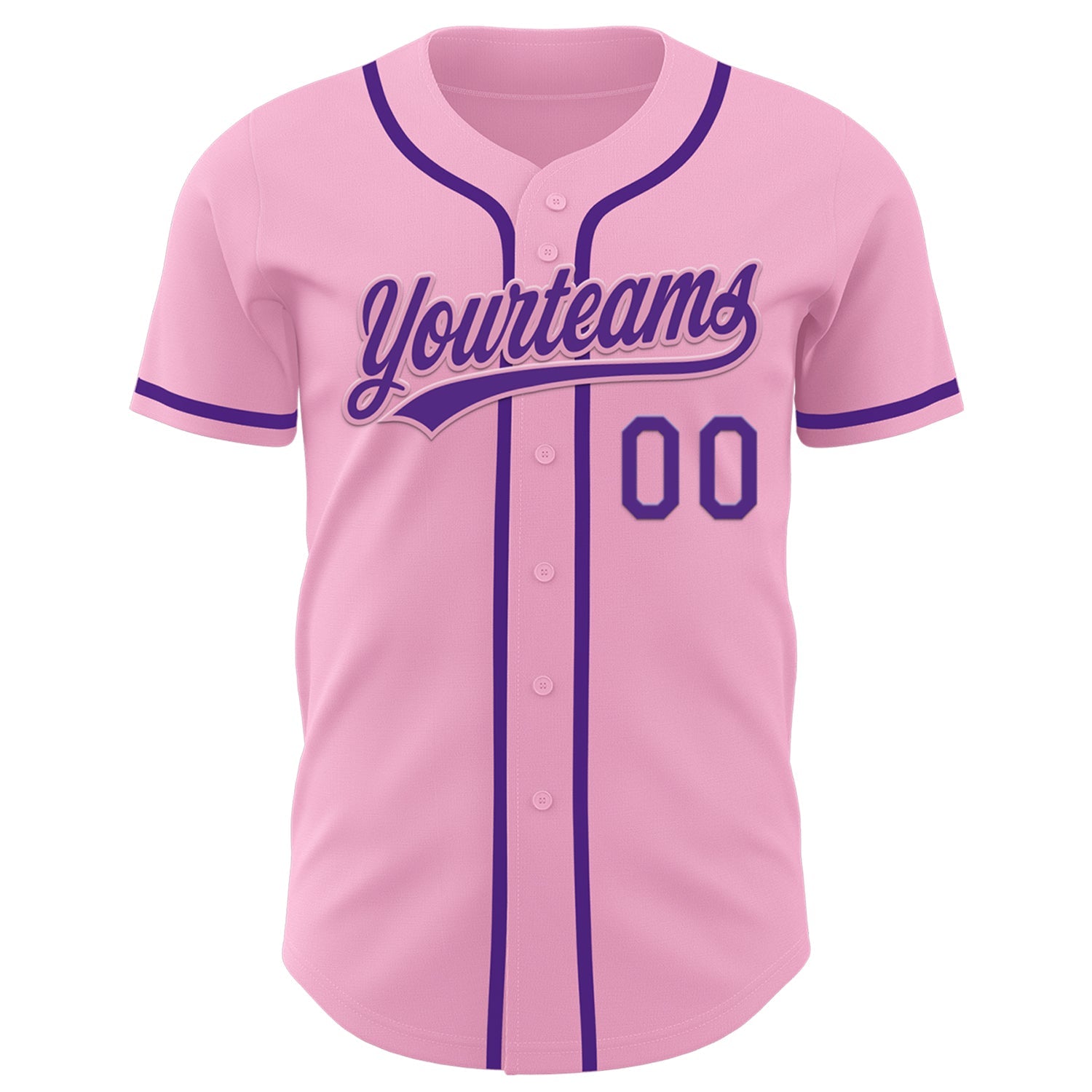 Custom Light Pink Purple Authentic Baseball Jersey view 2