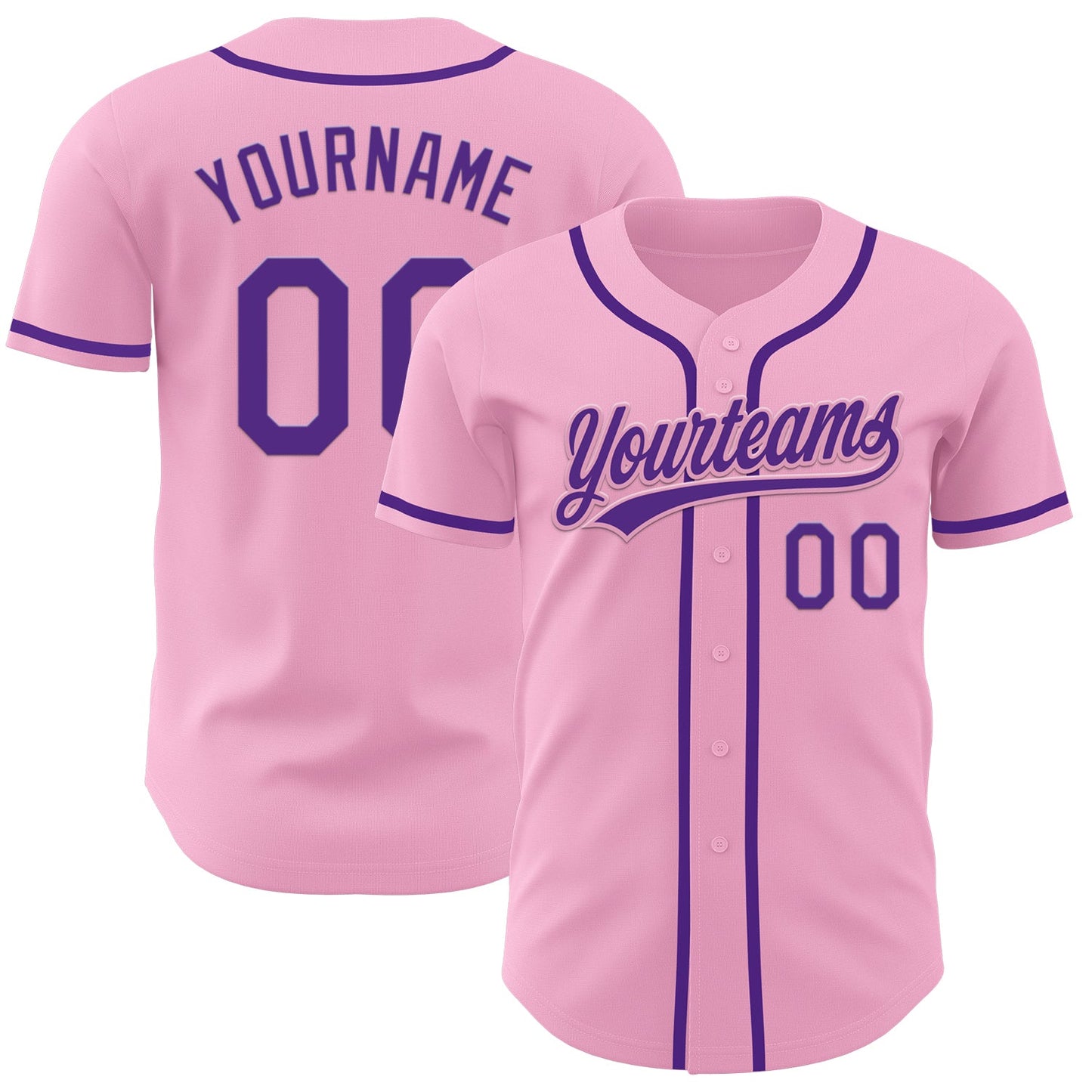 Custom Light Pink Purple Authentic Baseball Jersey - Main View