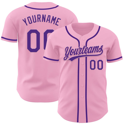 Custom Light Pink Purple Authentic Baseball Jersey - Main View