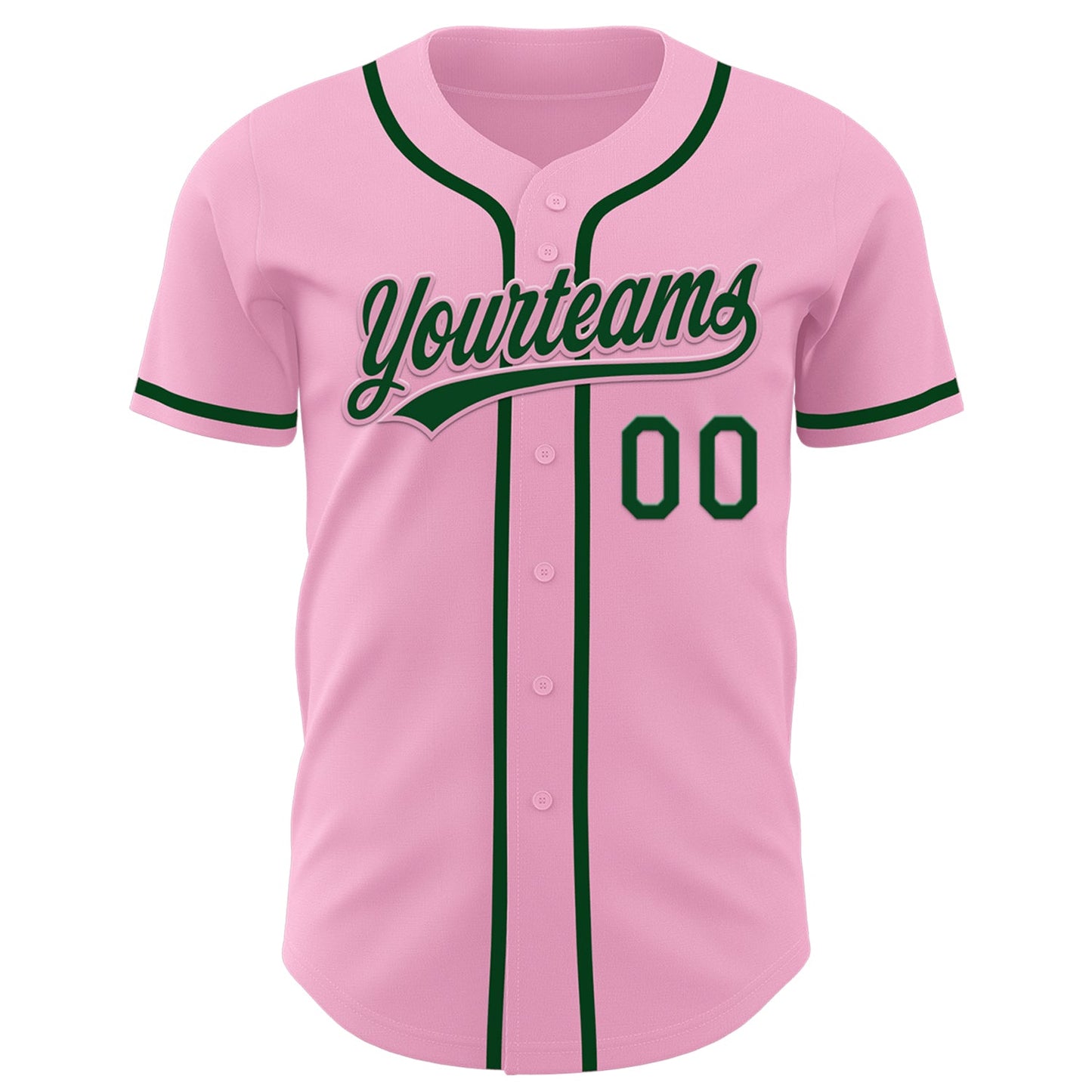 Custom Light Pink Green Authentic Baseball Jersey view 2