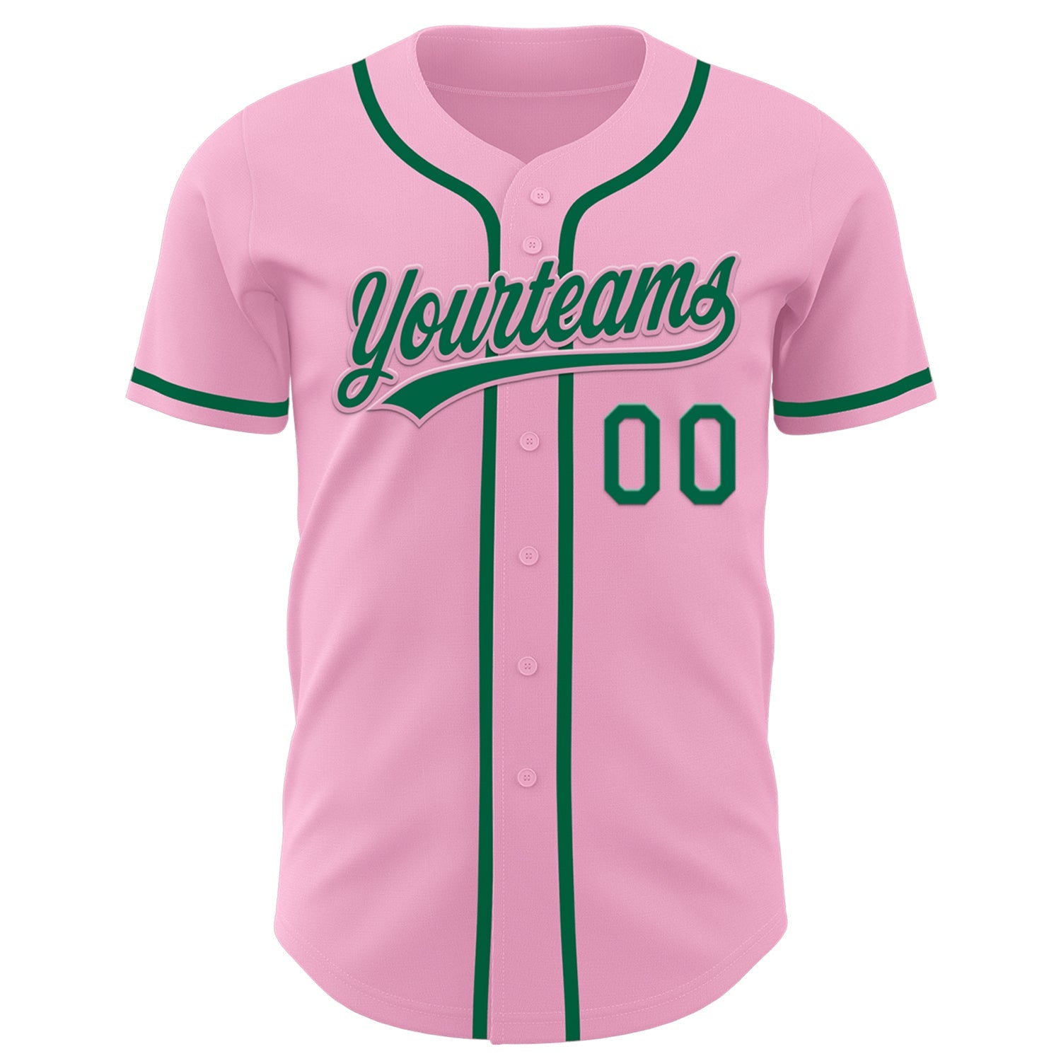 Custom Light Pink Kelly Green Authentic Baseball Jersey view 2