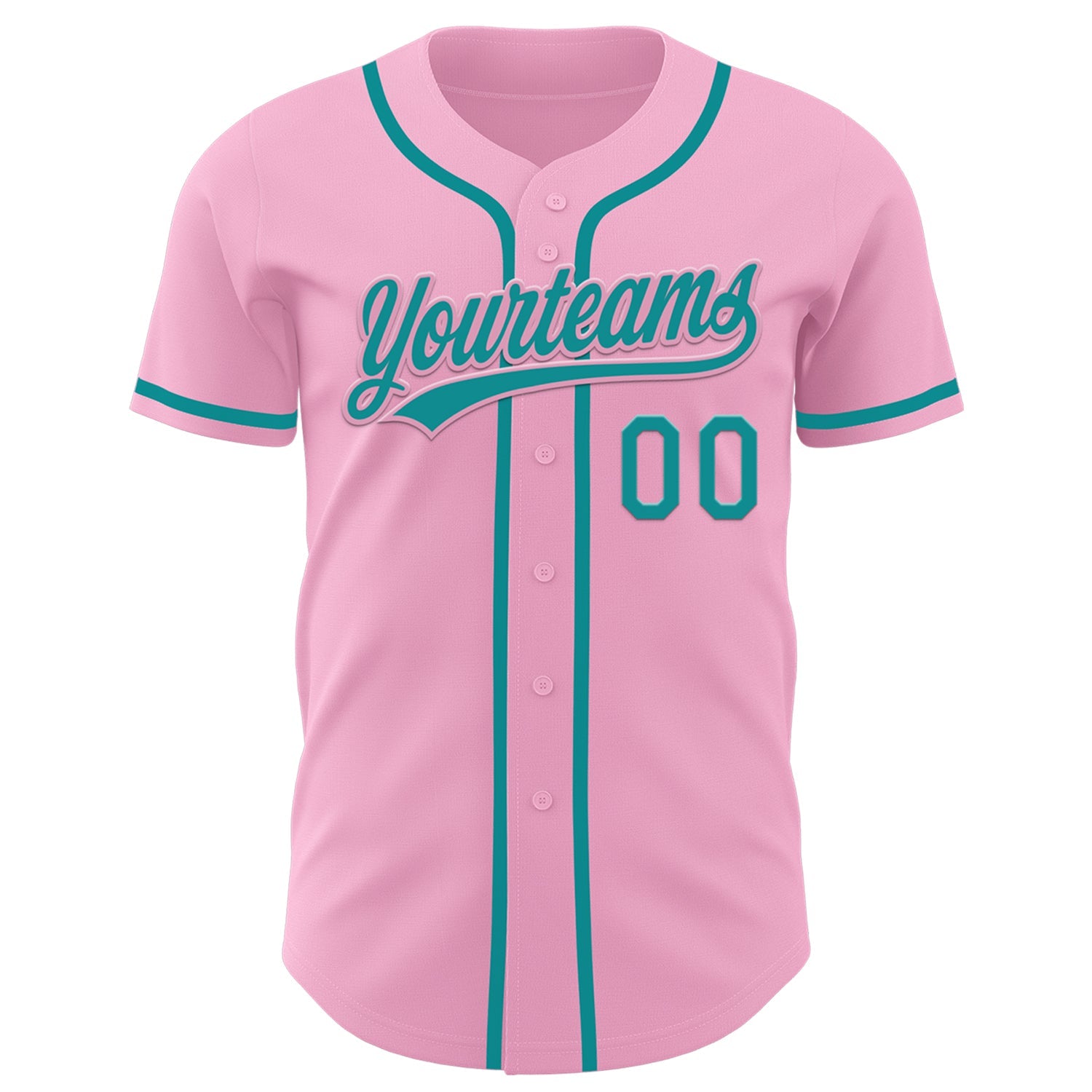 Custom Light Pink Teal Authentic Baseball Jersey view 2