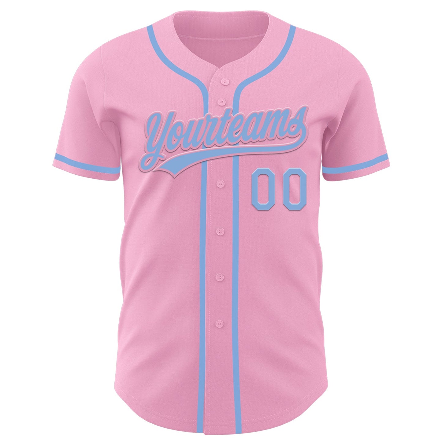Custom Light Pink Light Blue Authentic Baseball Jersey view 2