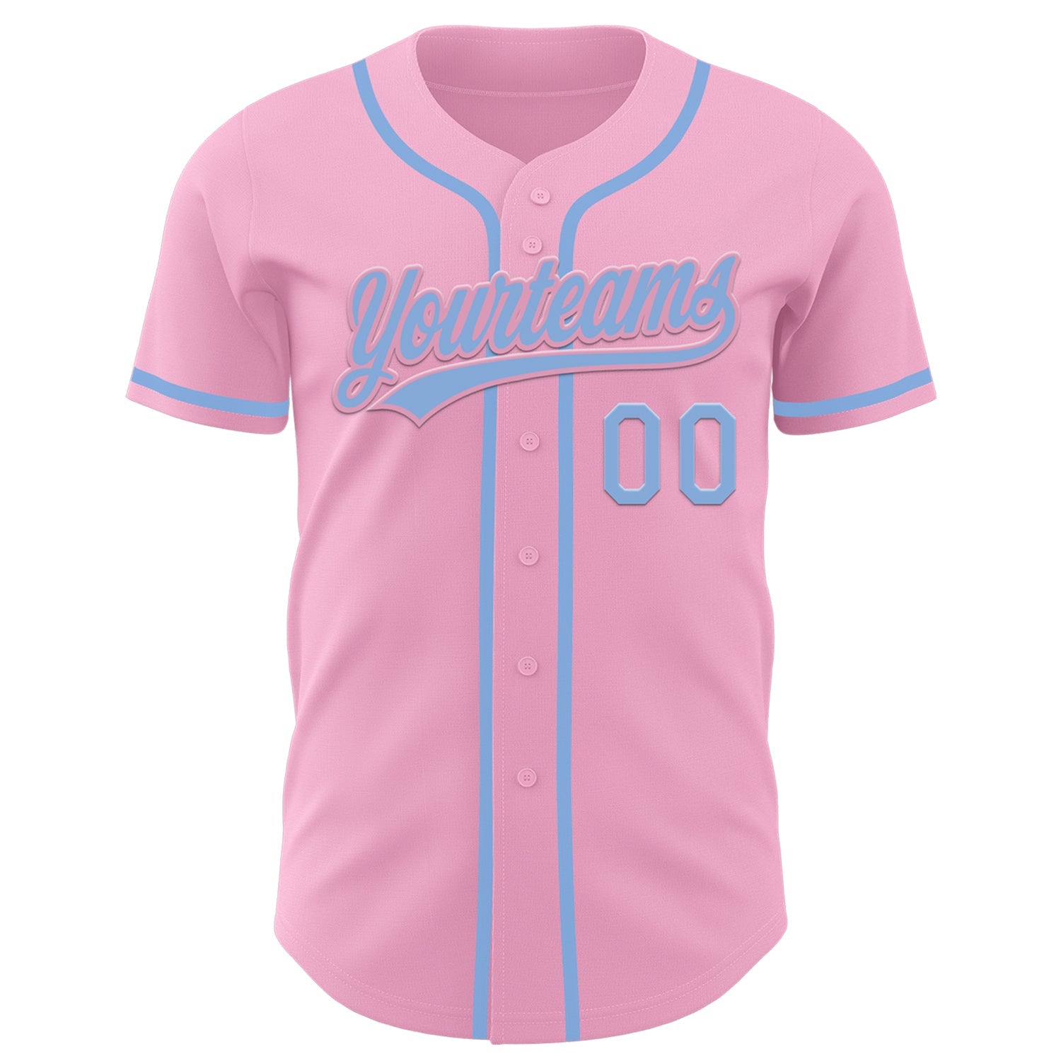 Custom Light Pink Light Blue Authentic Baseball Jersey view 2