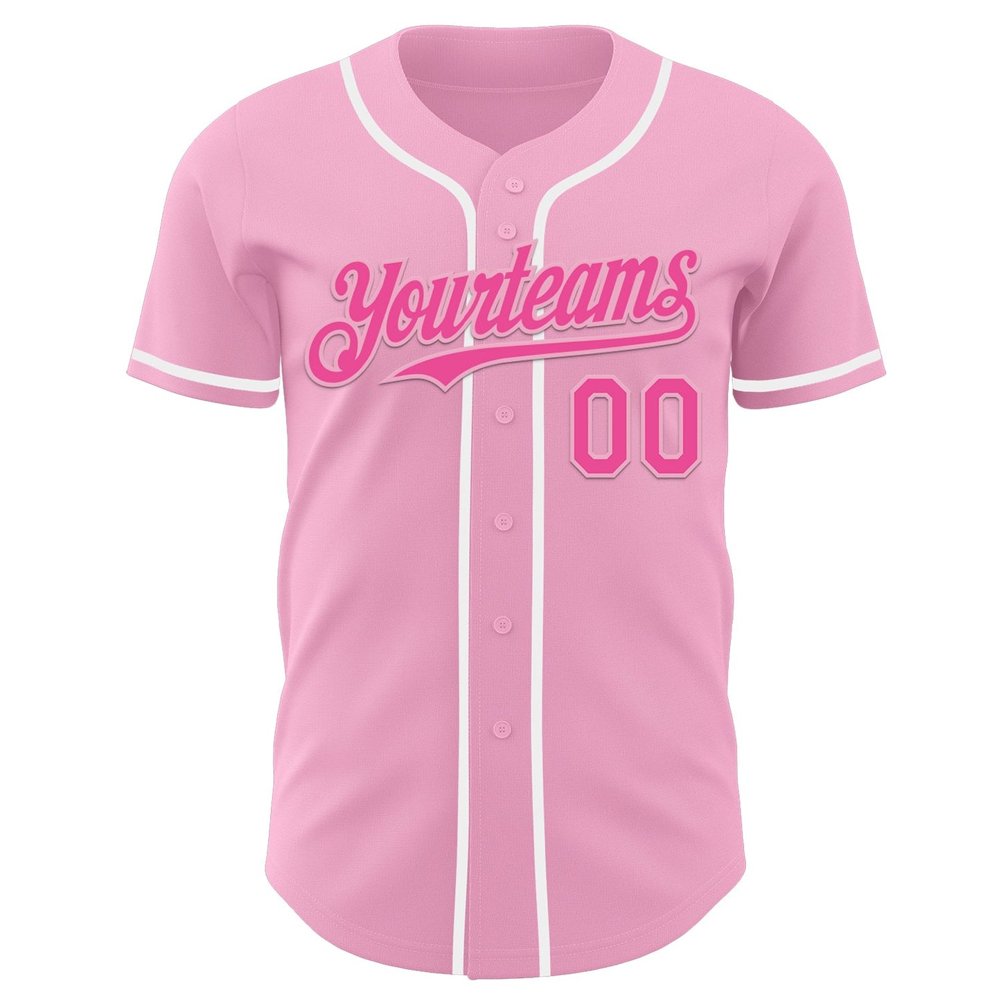 Custom Light Pink Pink-White Authentic Baseball Jersey view 2