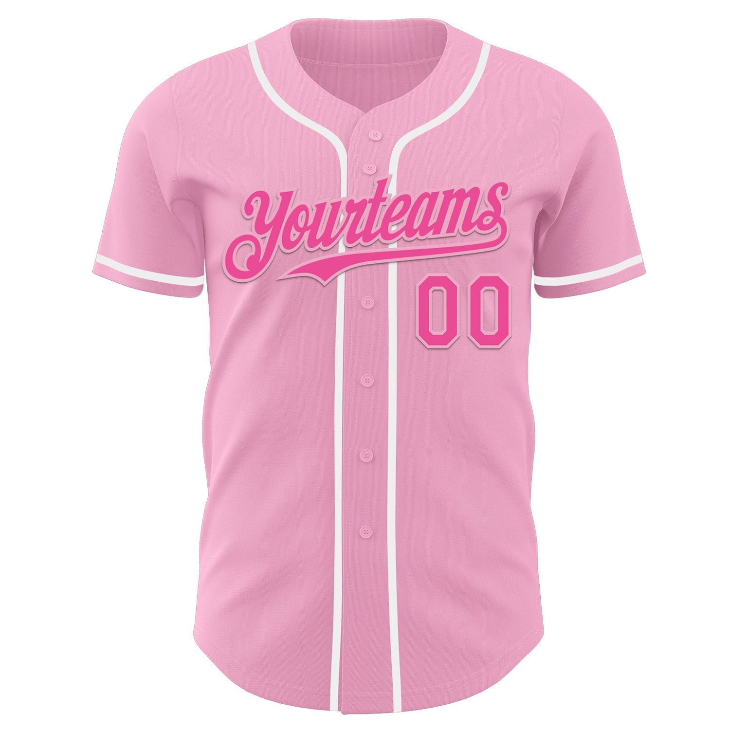 Custom Light Pink Pink-White Authentic Baseball Jersey view 2
