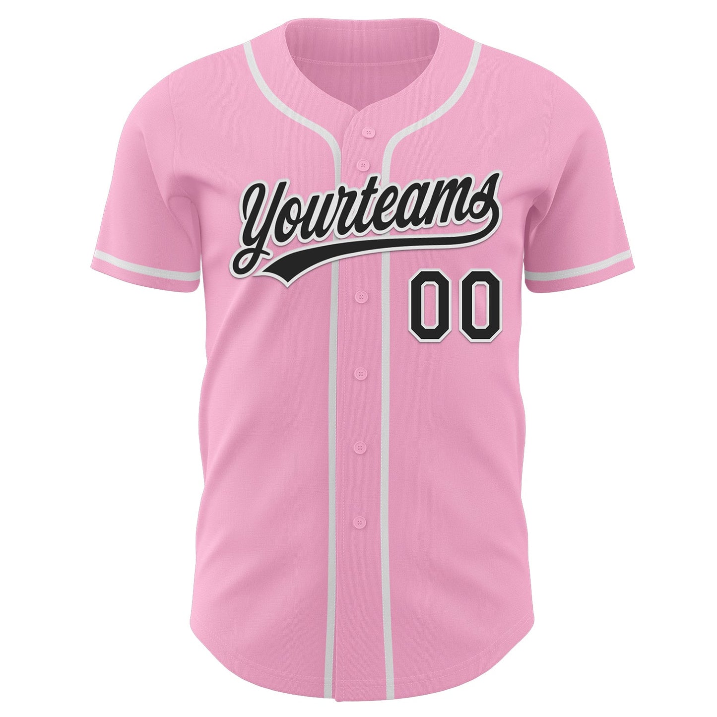 Custom Light Pink Black-White Authentic Baseball Jersey view 2