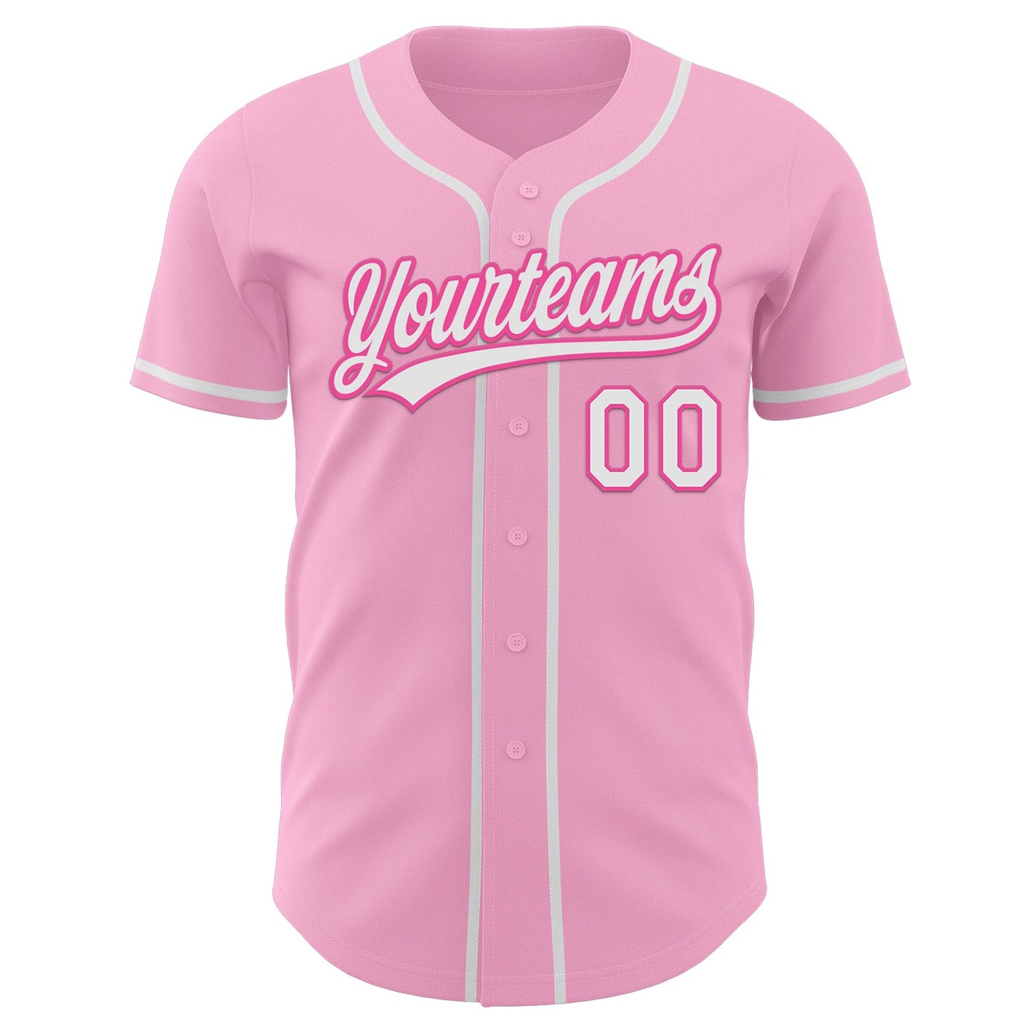 Custom Light Pink White-Pink Authentic Baseball Jersey view 2