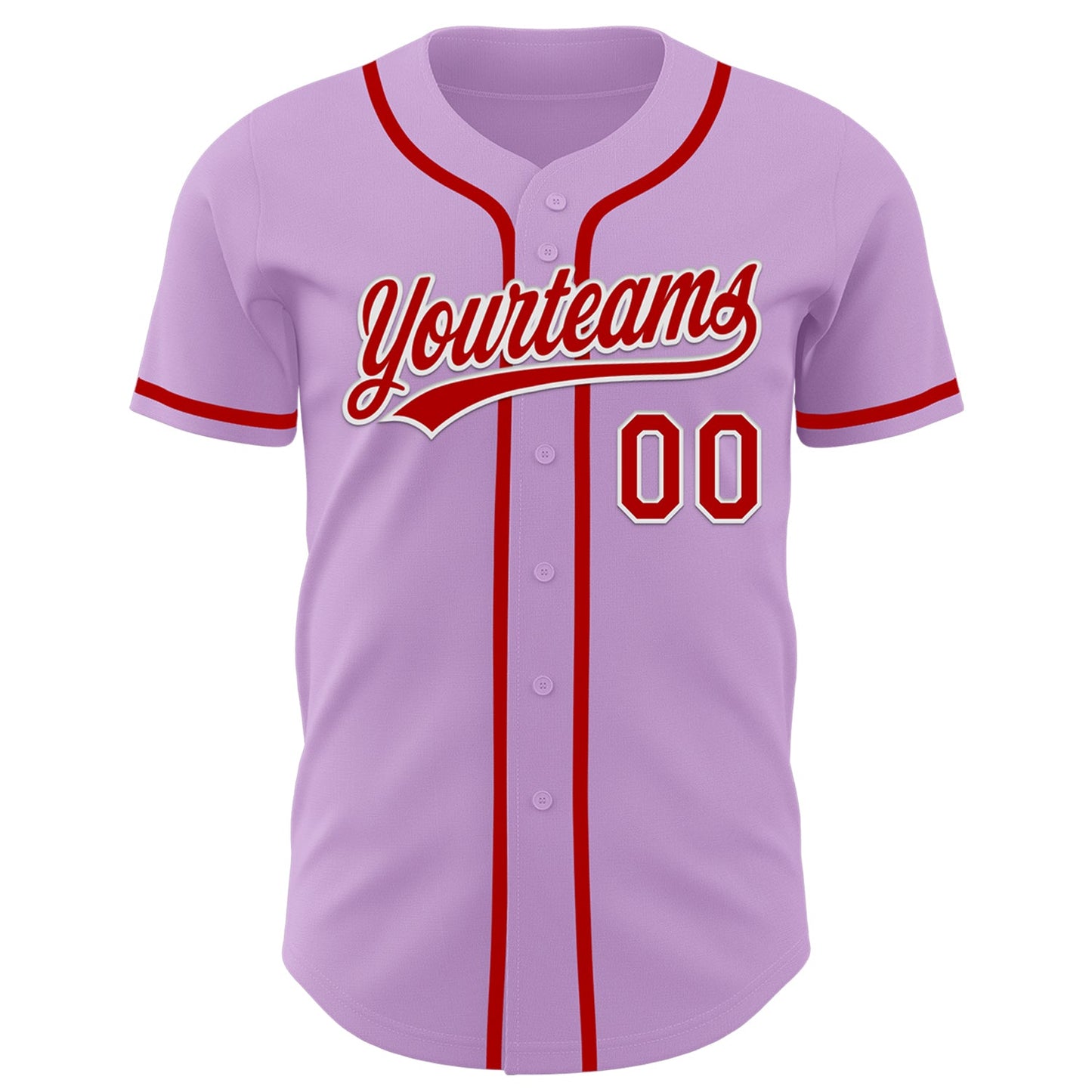 Custom Light Purple Red-White Authentic Baseball Jersey view 2