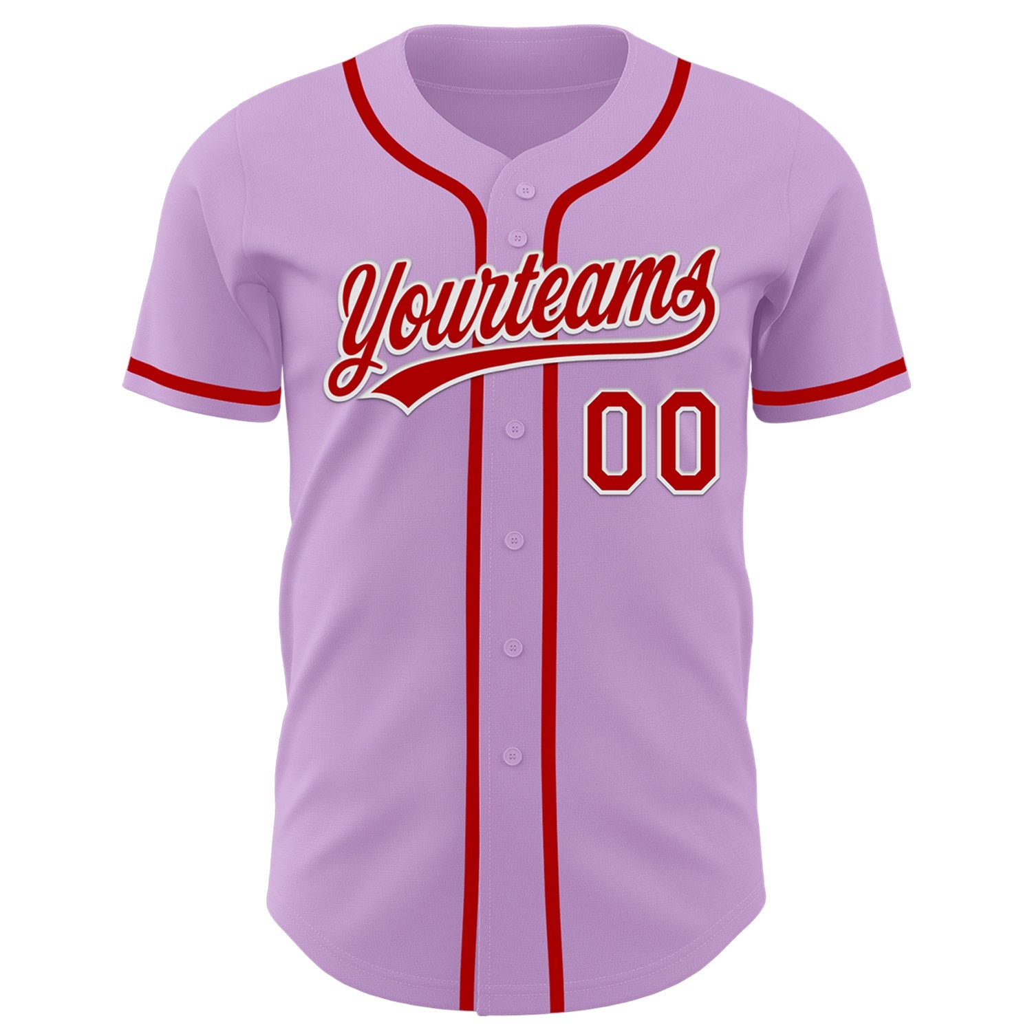 Custom Light Purple Red-White Authentic Baseball Jersey view 2