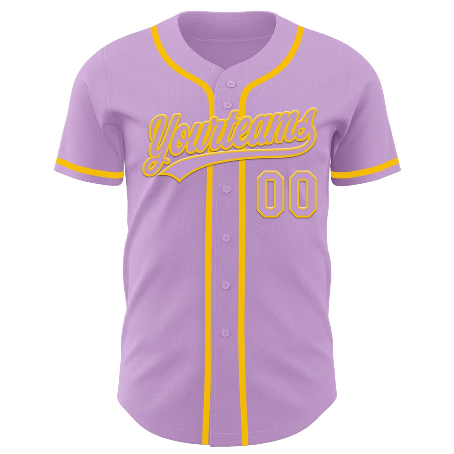 Custom Light Purple Yellow Authentic Baseball Jersey view 2