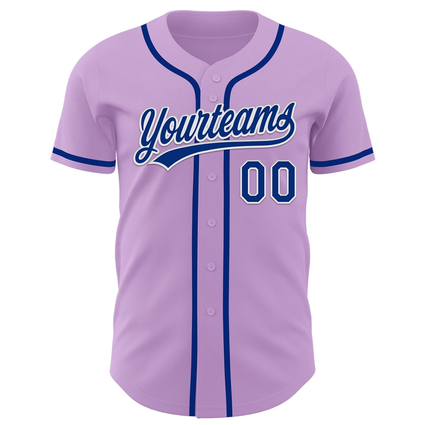 Custom Light Purple Royal-White Authentic Baseball Jersey view 2