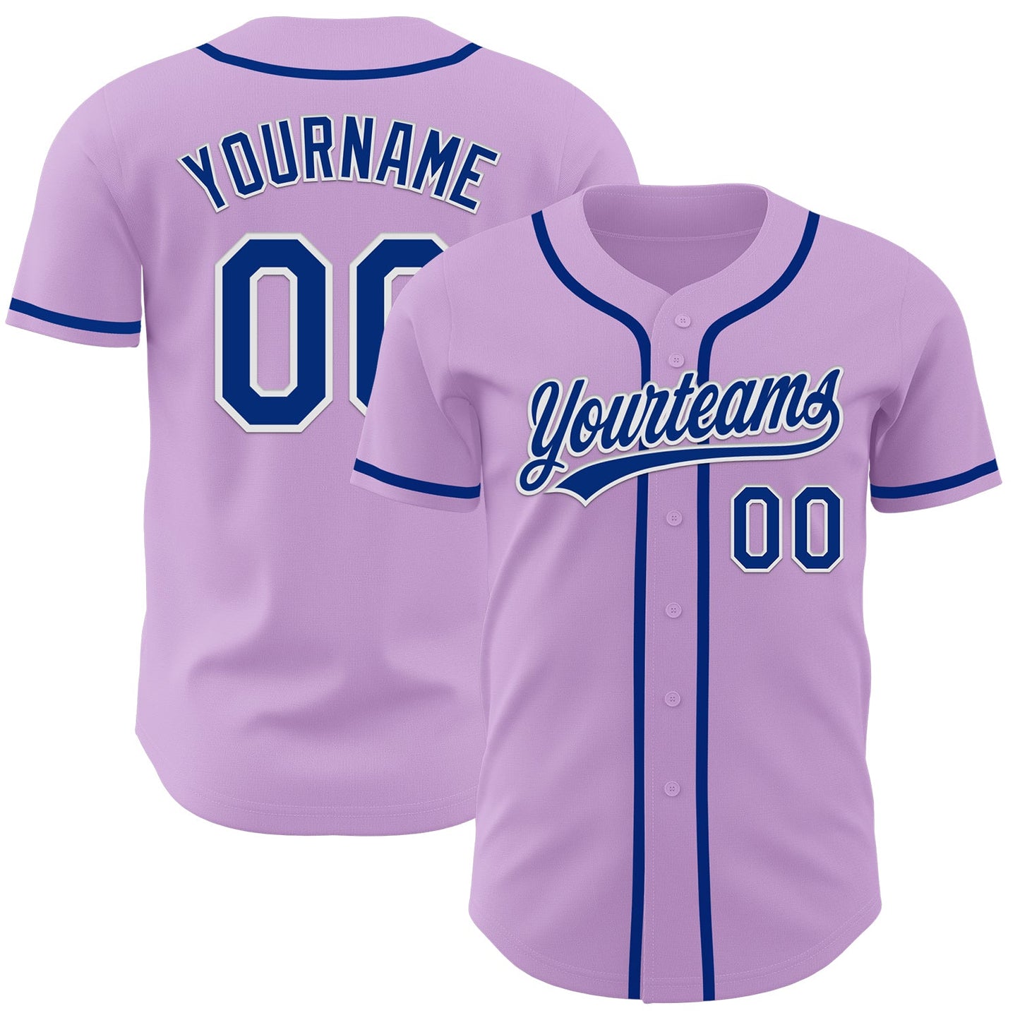 Custom Light Purple Royal-White Authentic Baseball Jersey - Main View