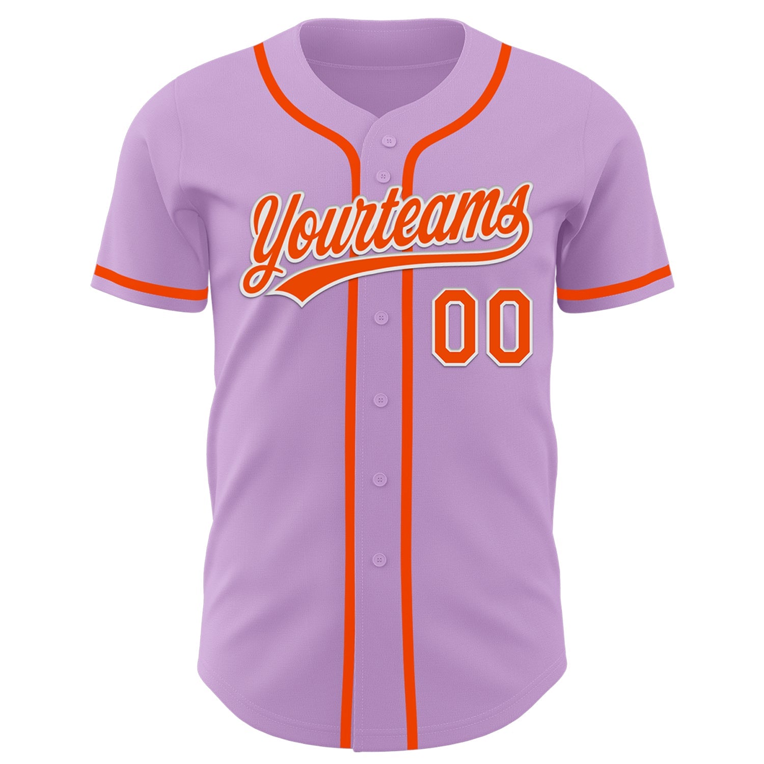 Custom Light Purple Orange-White Authentic Baseball Jersey view 2