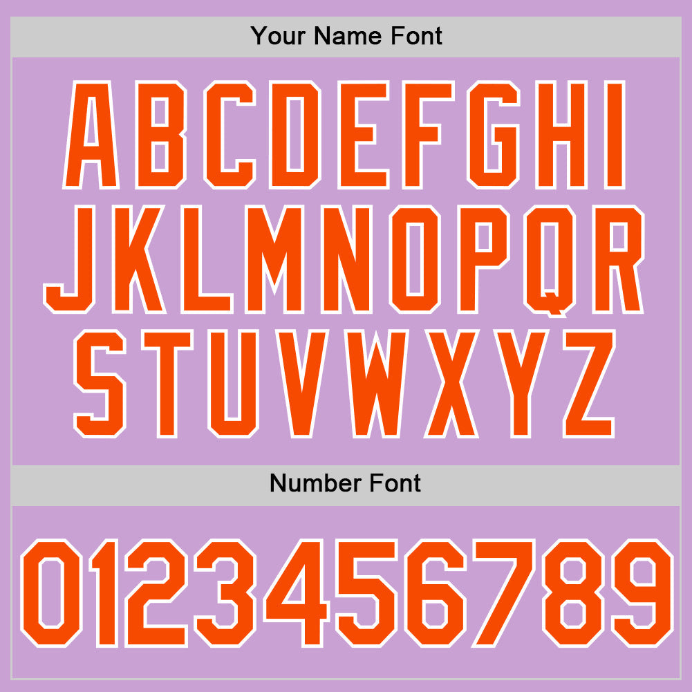 Custom Light Purple Orange-White Authentic Baseball Jersey view 5