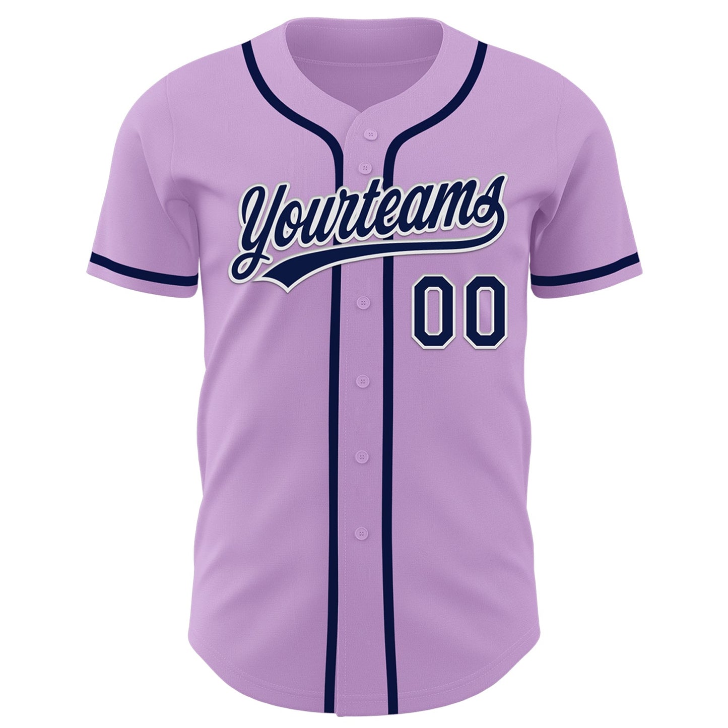 Custom Light Purple Navy-White Authentic Baseball Jersey view 2
