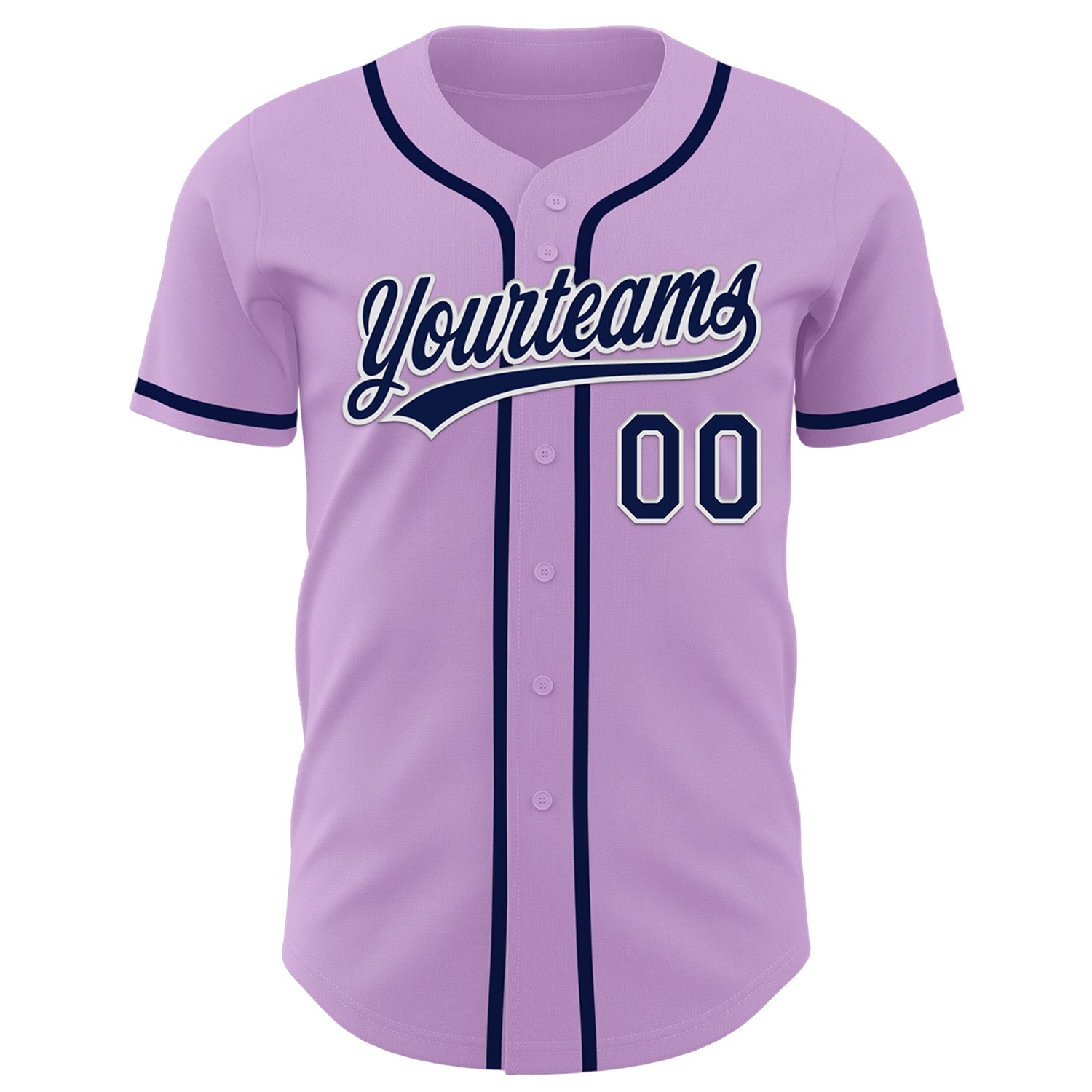 Custom Light Purple Navy-White Authentic Baseball Jersey view 2