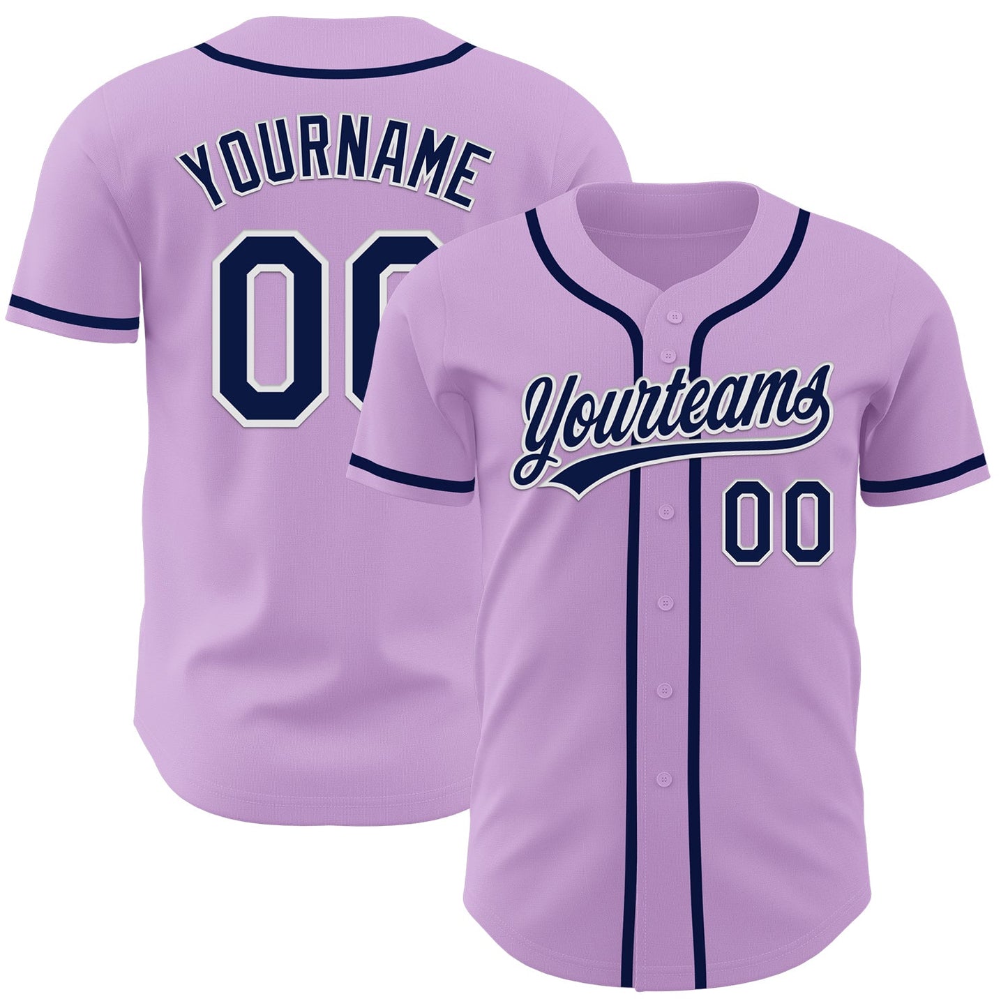 Custom Light Purple Navy-White Authentic Baseball Jersey - Main View