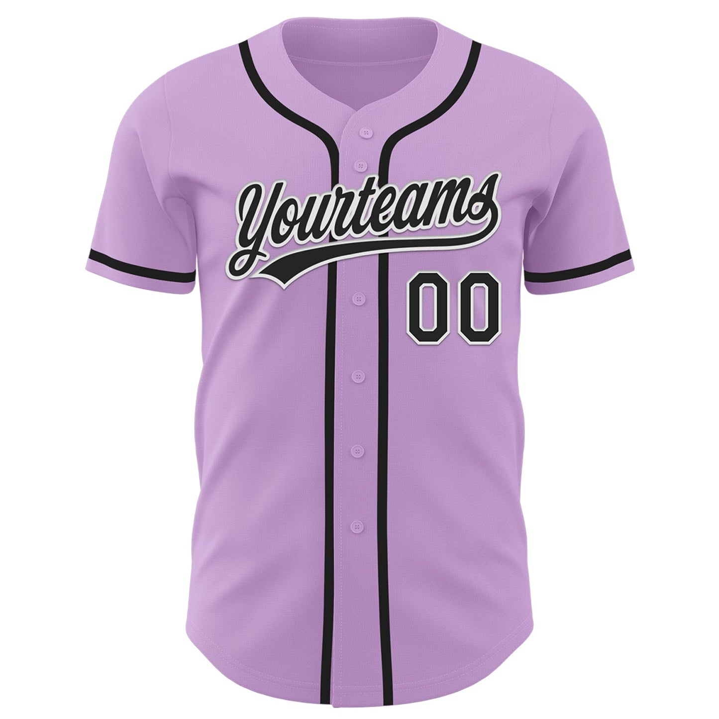 Custom Light Purple Black-White Authentic Baseball Jersey view 2