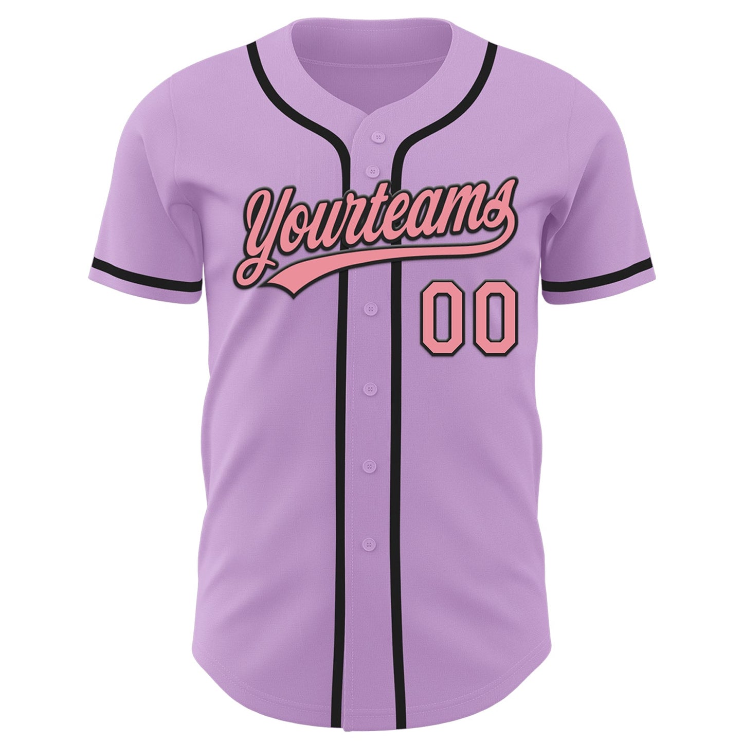 Custom Light Purple Medium Pink-Black Authentic Baseball Jersey view 2