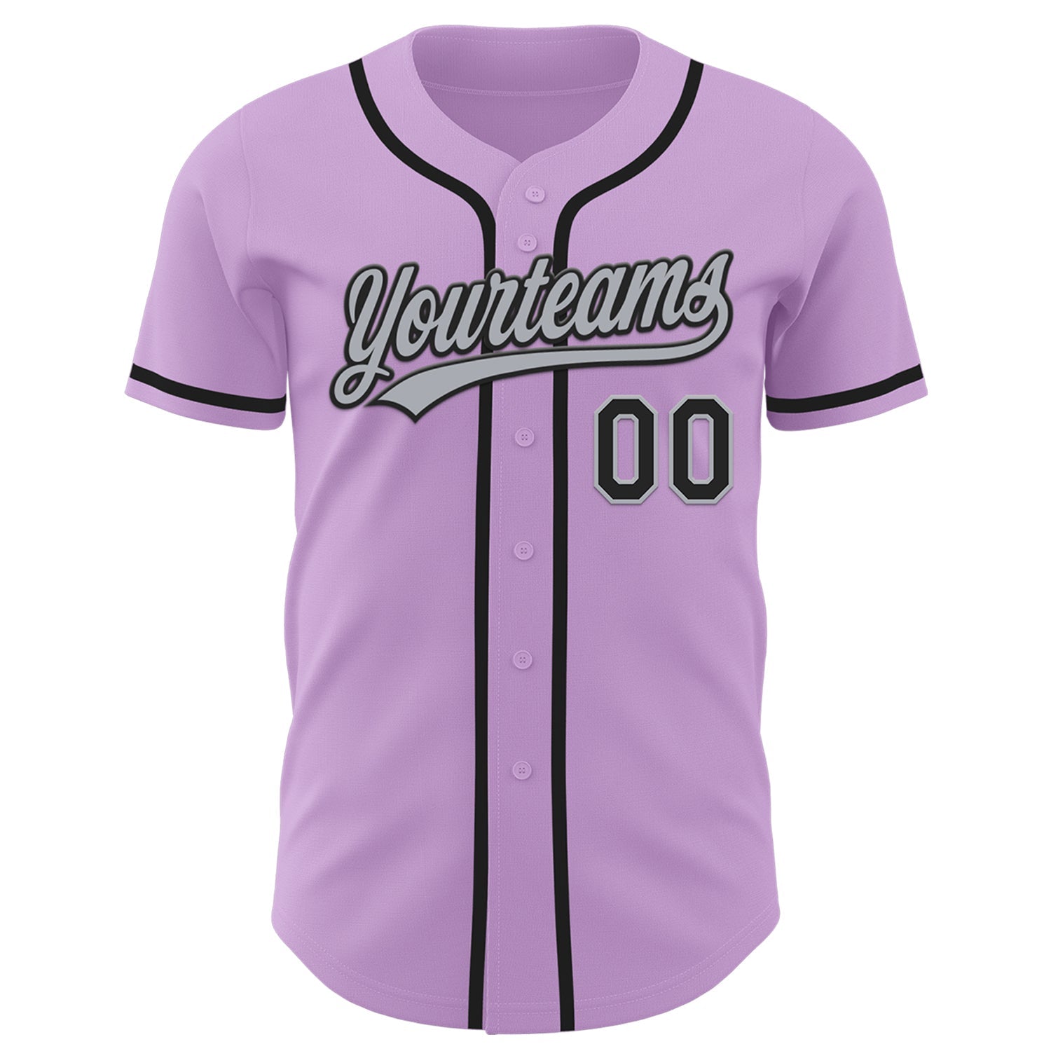 Custom Light Purple Black-Gray Authentic Baseball Jersey view 2