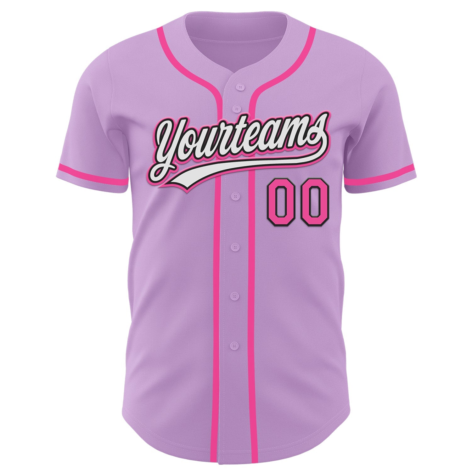 Custom Light Purple Pink-Black Authentic Baseball Jersey view 2
