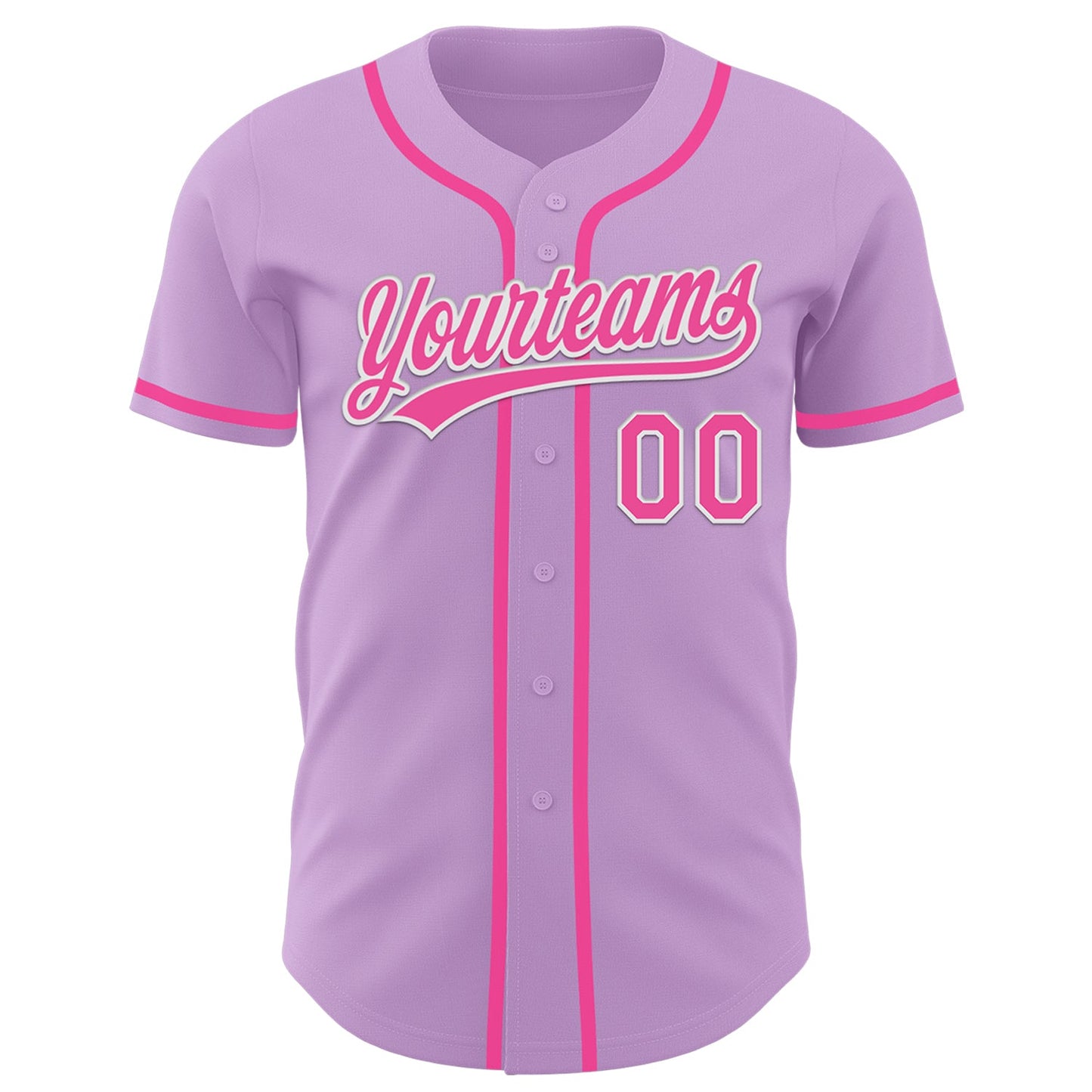 Custom Light Purple Pink-White Authentic Baseball Jersey view 2