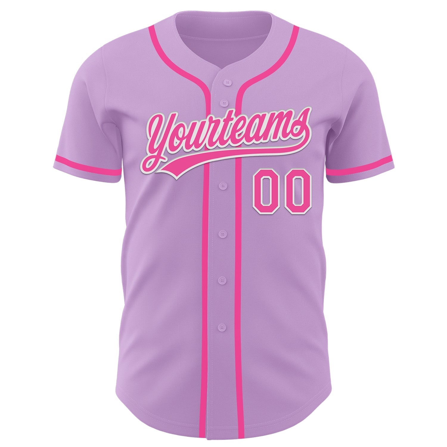 Custom Light Purple Pink-White Authentic Baseball Jersey view 2