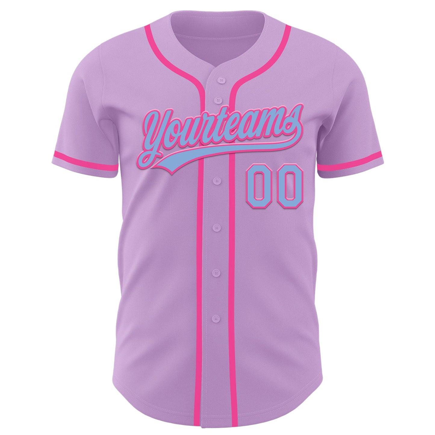 Custom Light Purple Light Blue-Pink Authentic Baseball Jersey view 2