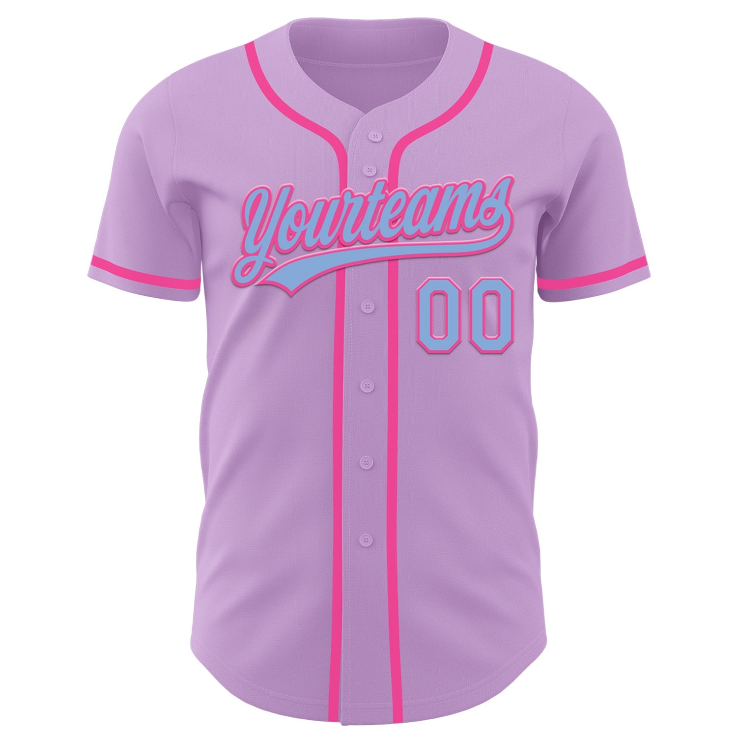 Custom Light Purple Light Blue-Pink Authentic Baseball Jersey view 2
