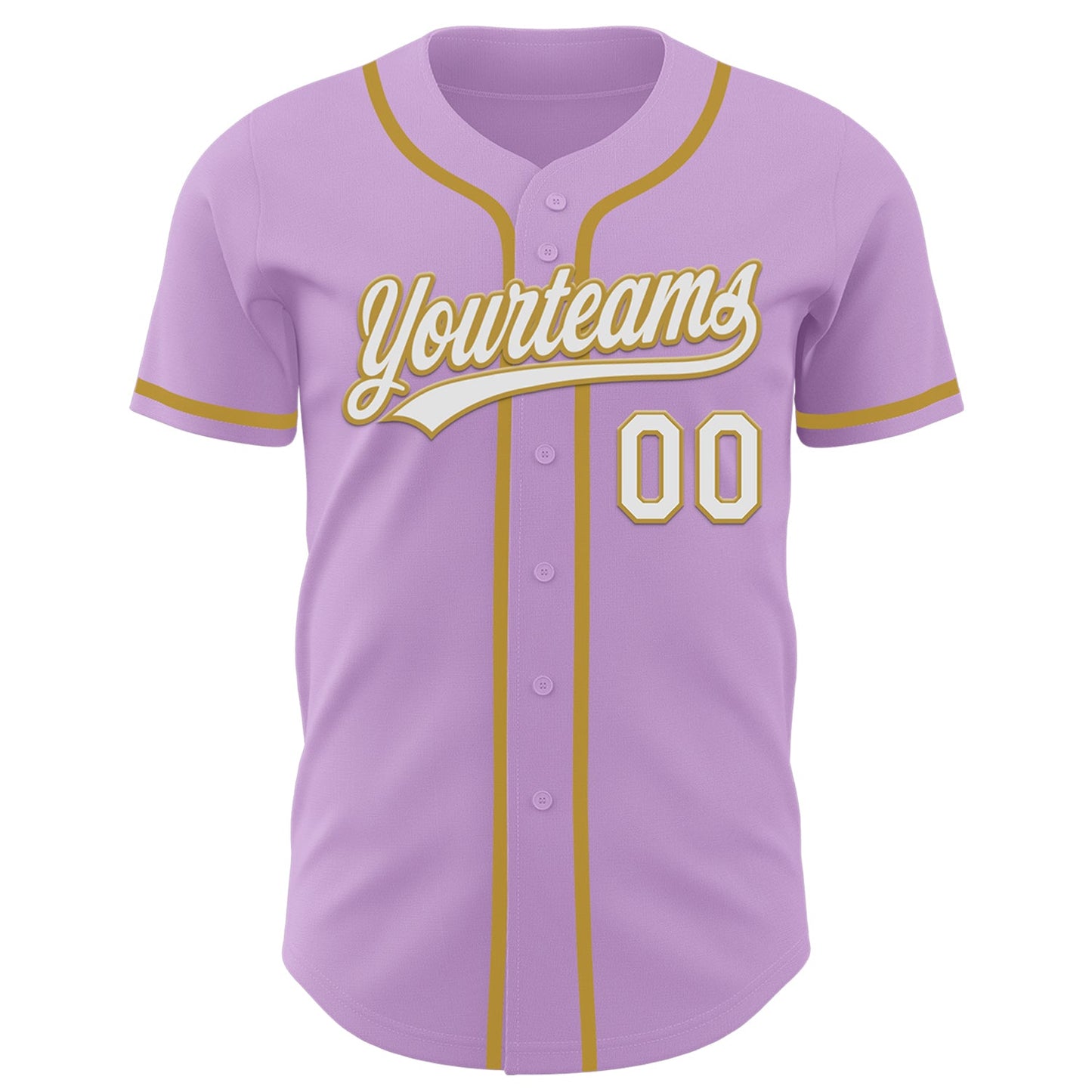 Custom Light Purple White-Old Gold Authentic Baseball Jersey view 2