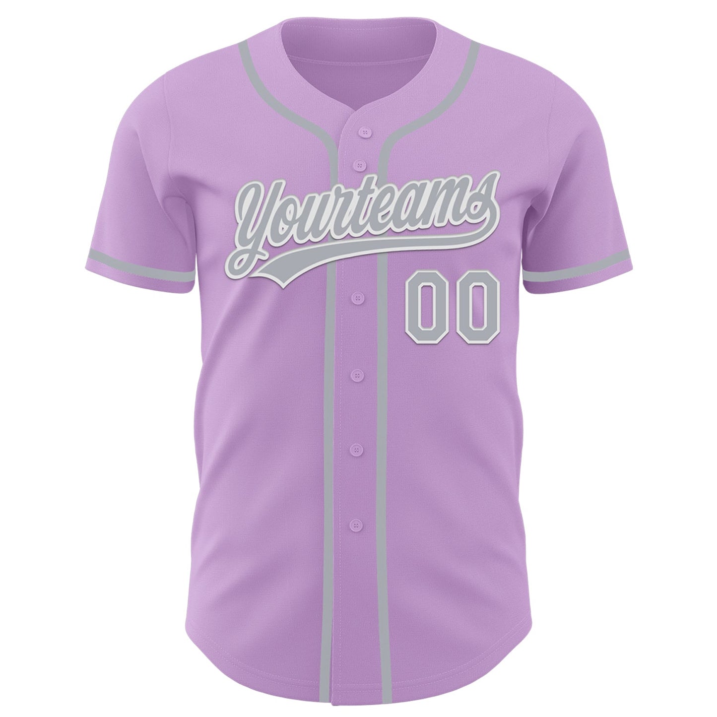 Custom Light Purple Gray-White Authentic Baseball Jersey view 2