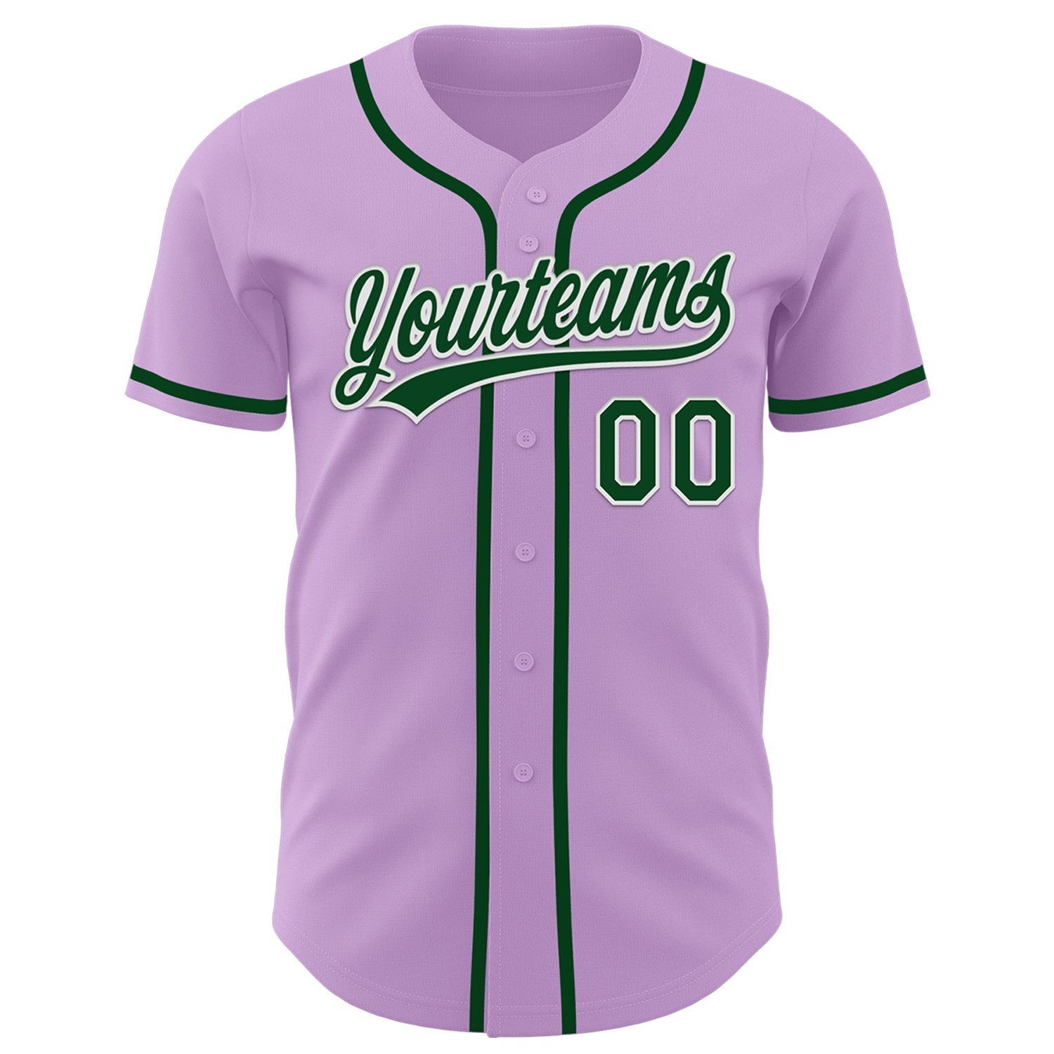 Custom Light Purple Green-White Authentic Baseball Jersey view 2