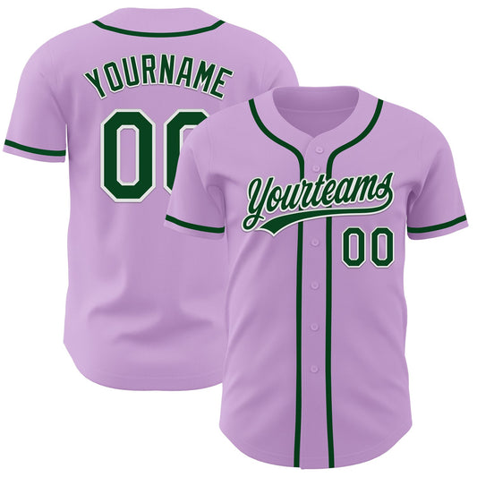 Custom Light Purple Green-White Authentic Baseball Jersey - Main View
