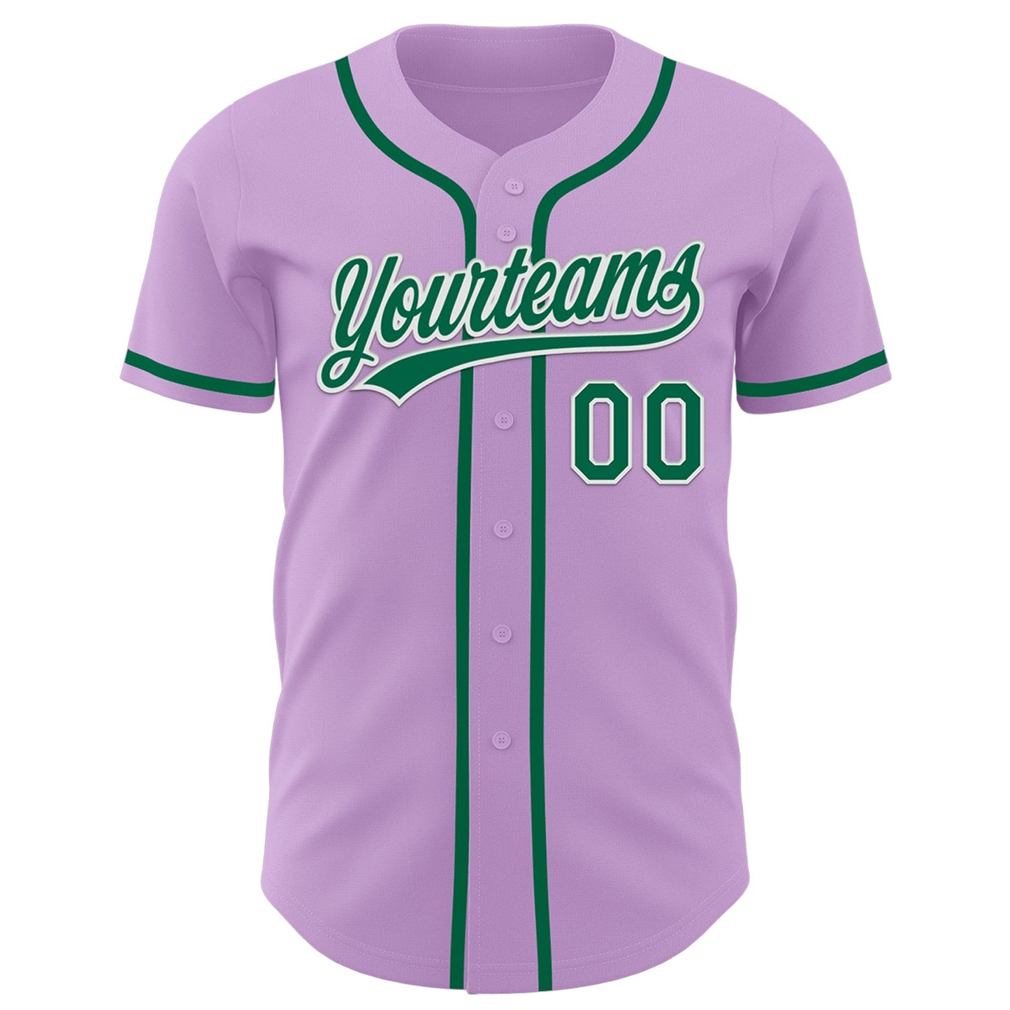 Custom Light Purple Kelly Green-White Authentic Baseball Jersey view 2