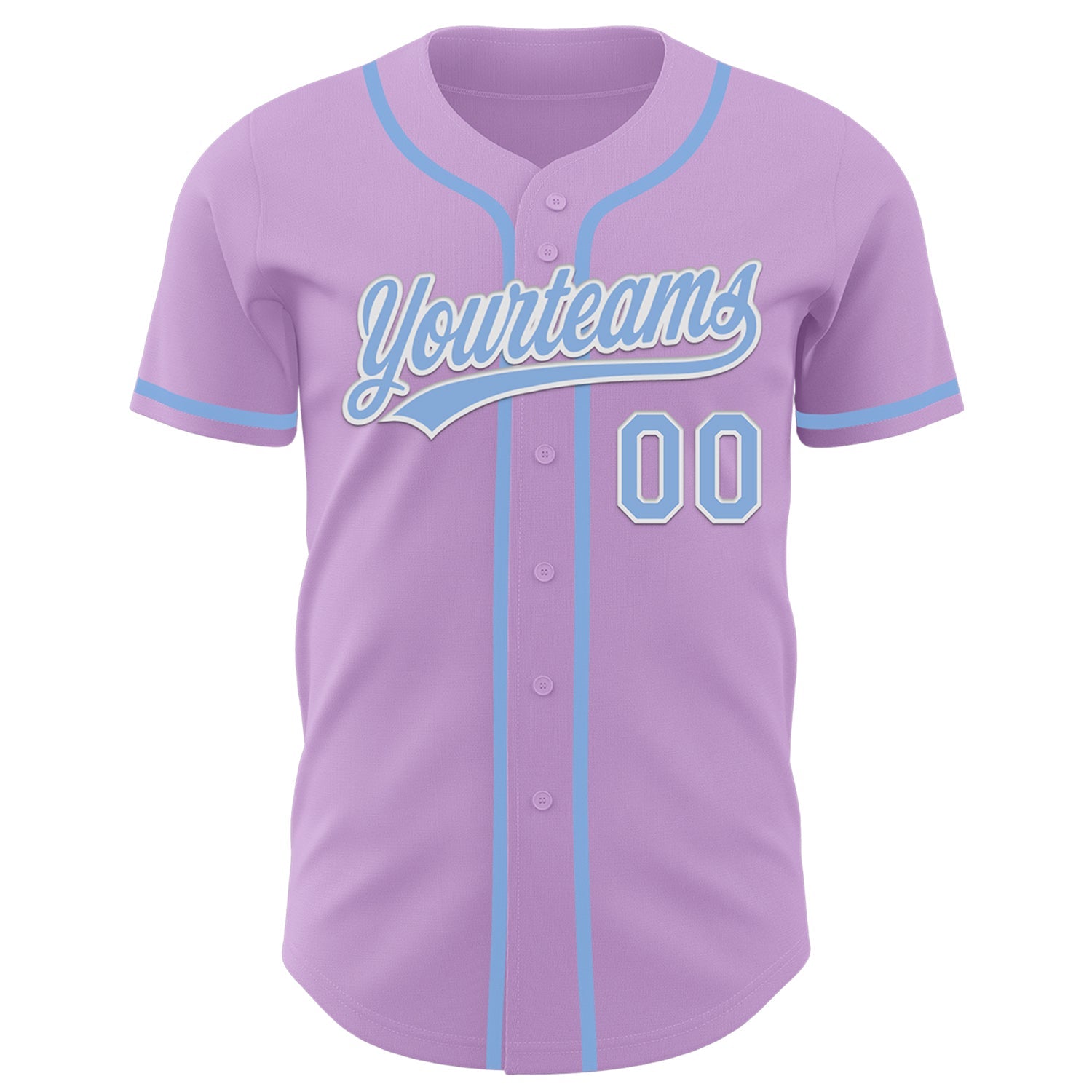 Custom Light Purple Light Blue-White Authentic Baseball Jersey view 2