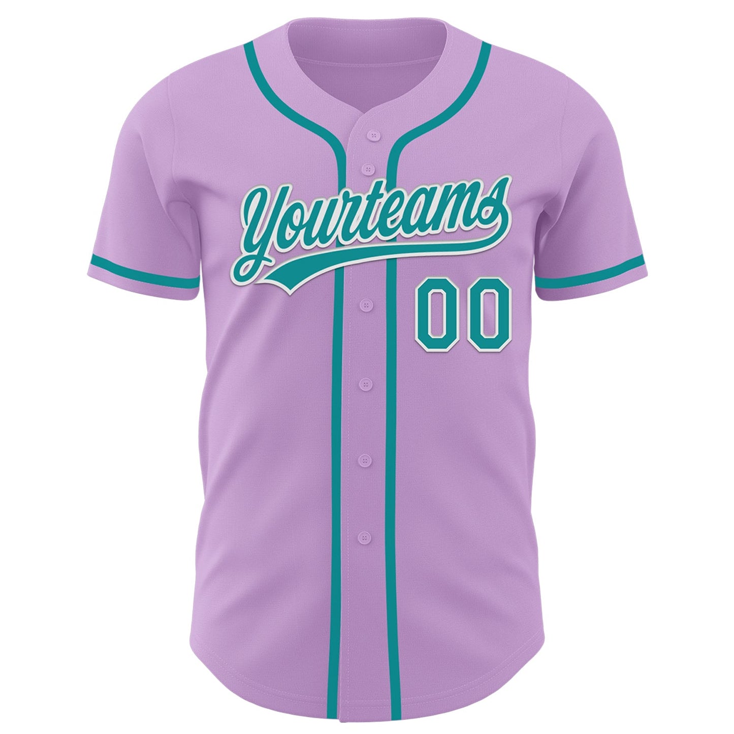 Custom Light Purple Teal-White Authentic Baseball Jersey view 2