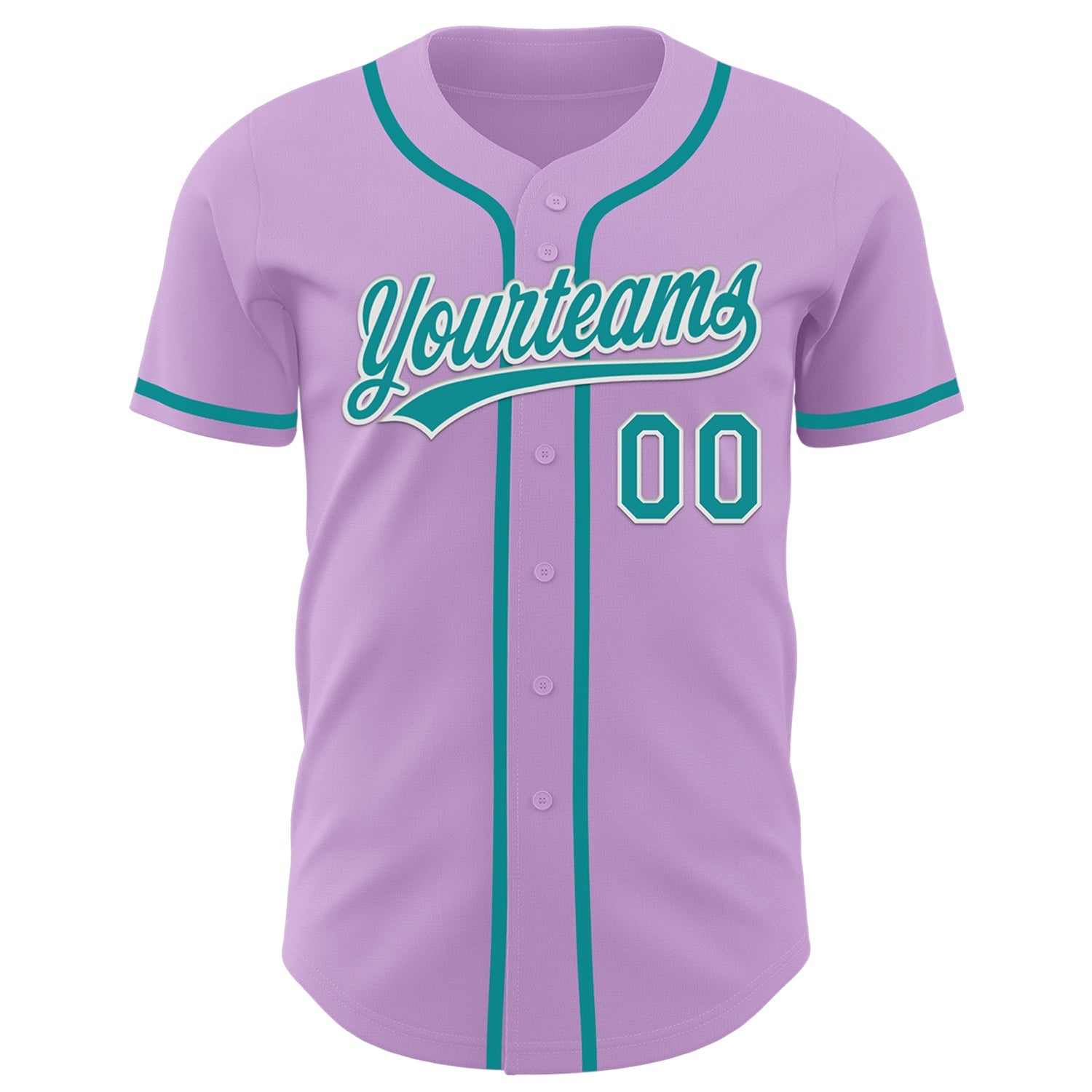 Custom Light Purple Teal-White Authentic Baseball Jersey view 2