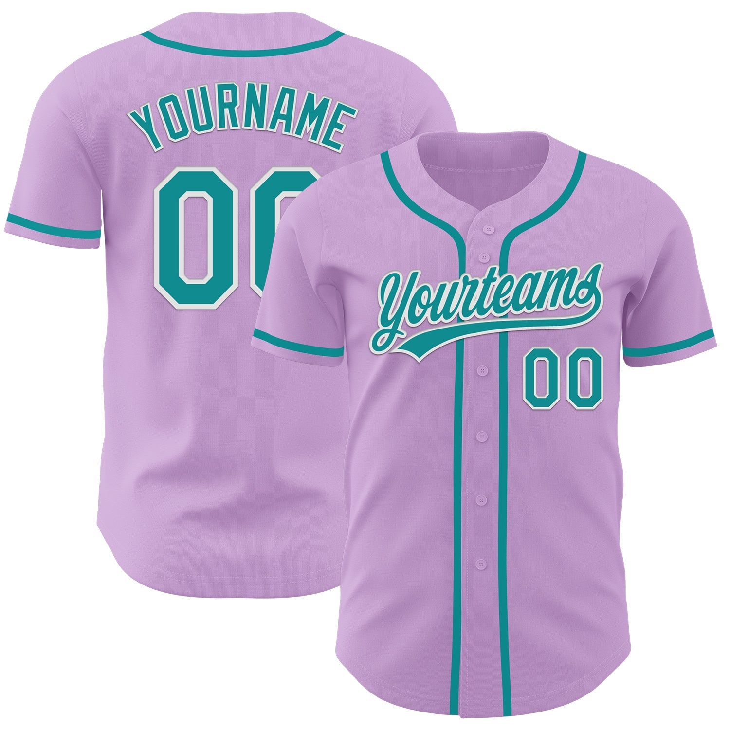 Custom Light Purple Teal-White Authentic Baseball Jersey - Main View