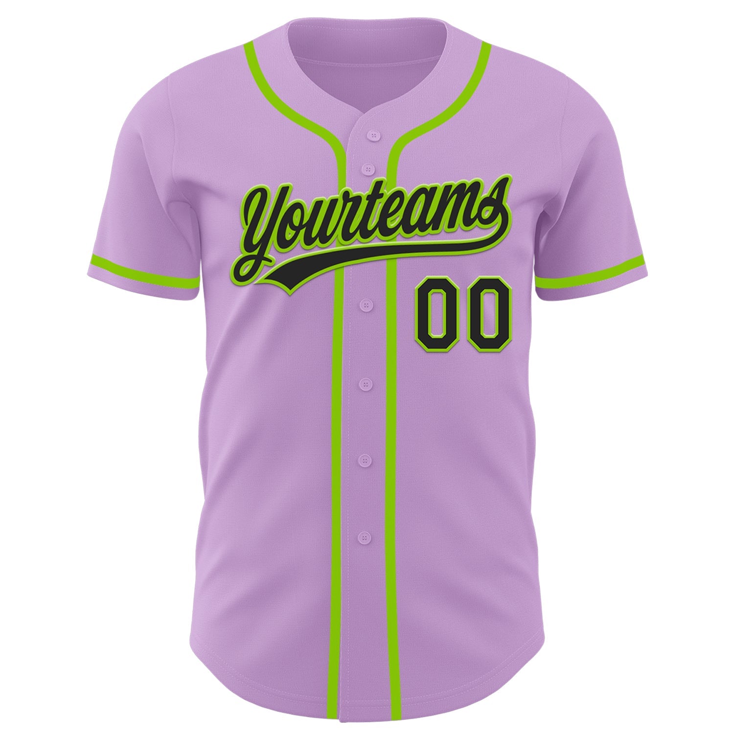 Custom Light Purple Black-Neon Green Authentic Baseball Jersey view 2